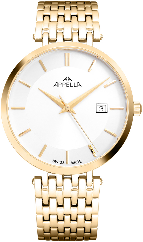APPELLA  Мужские швейцарские часы, кварцевый механизм, сталь с покрытием, 40 мм