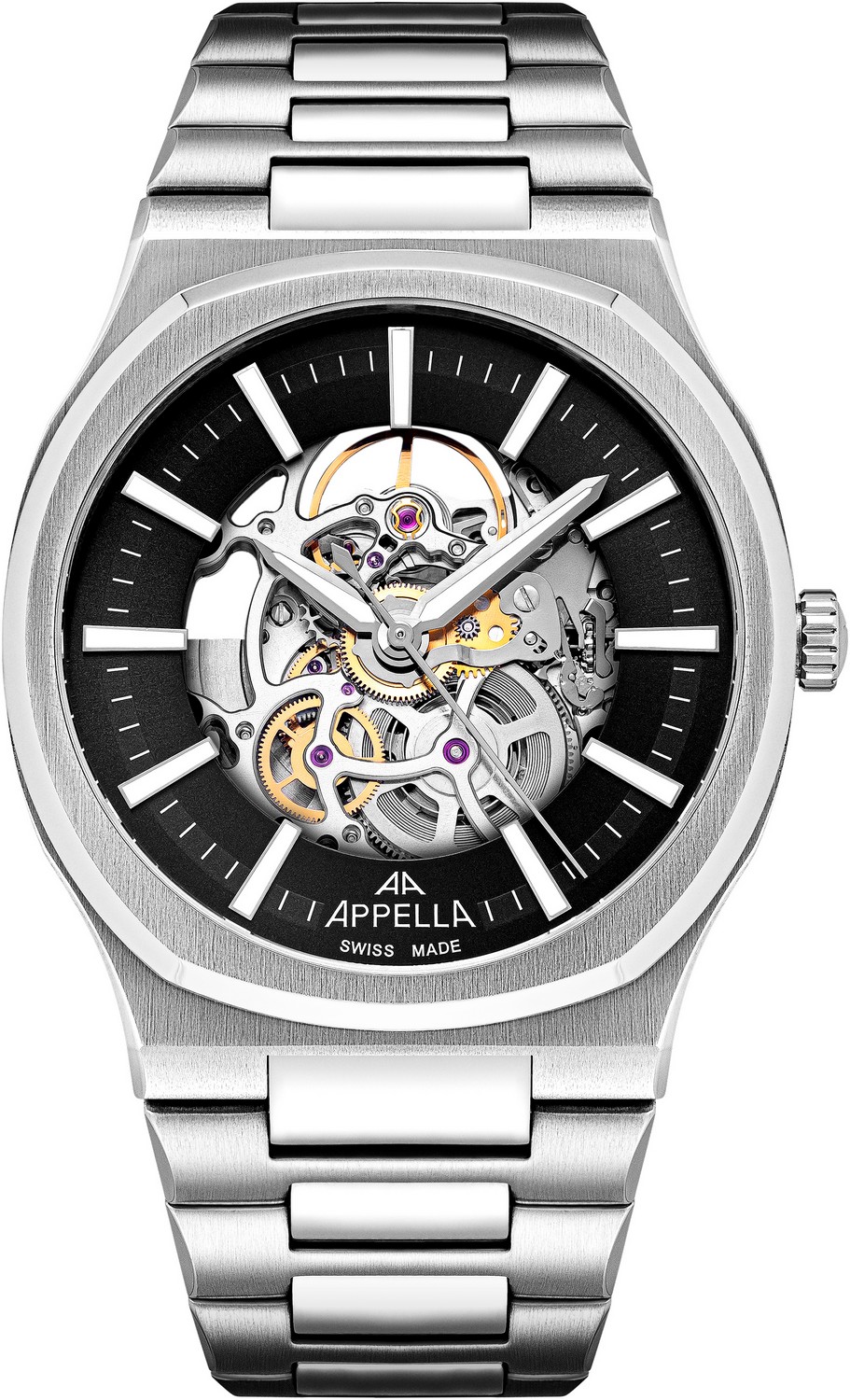 APPELLA  Мужские швейцарские часы, автоматический механизм, сталь, 42,5 мм