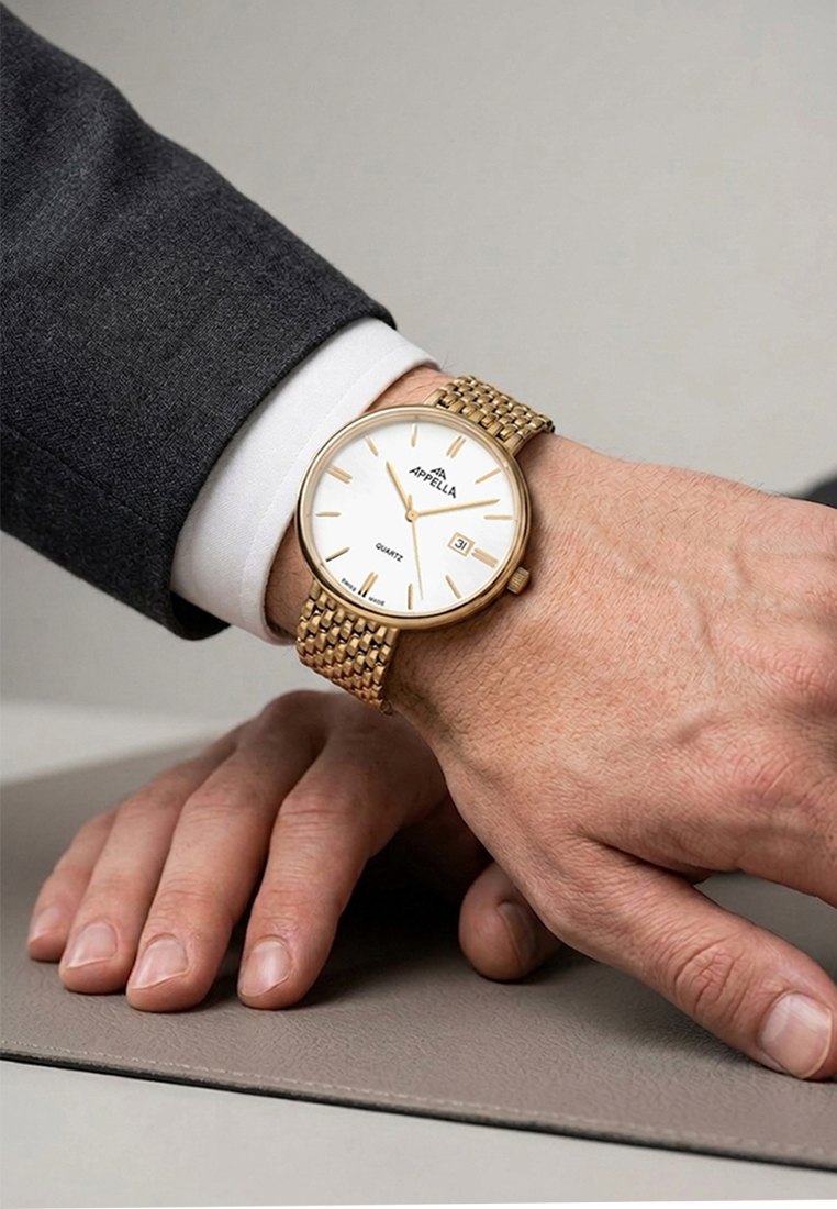 APPELLA  Мужские швейцарские часы, кварцевый механизм, сталь, 37,5 мм