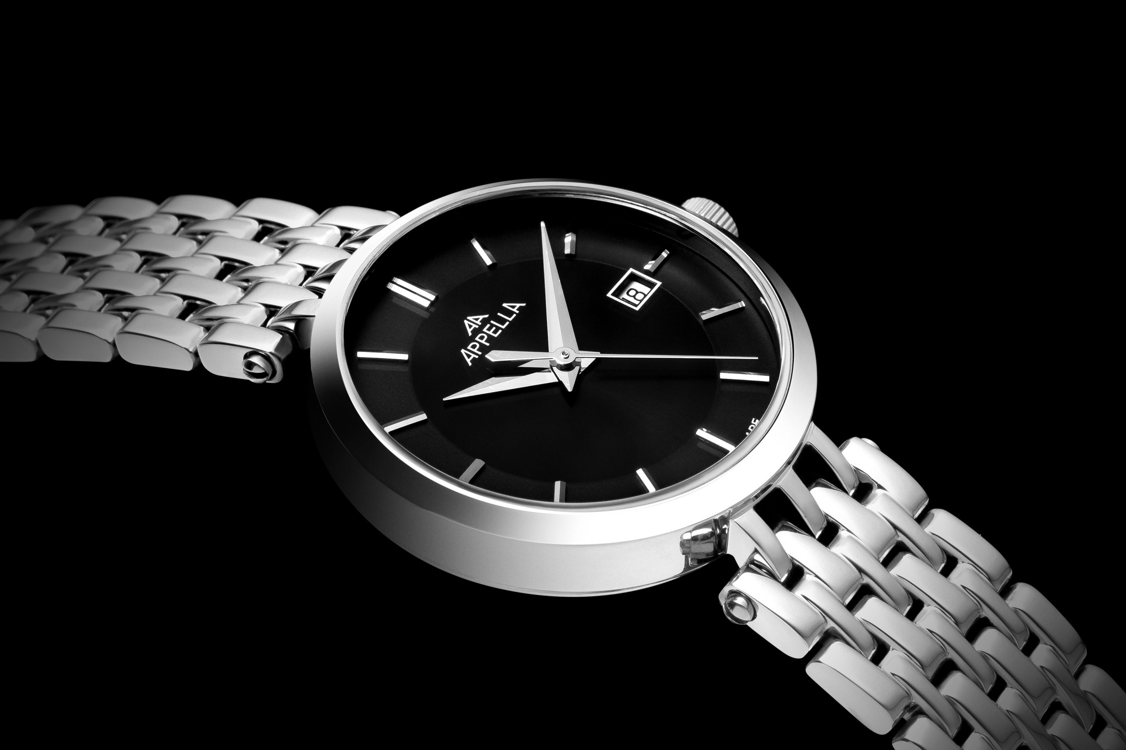 APPELLA  Женские швейцарские часы, кварцевый механизм, сталь, 29 мм