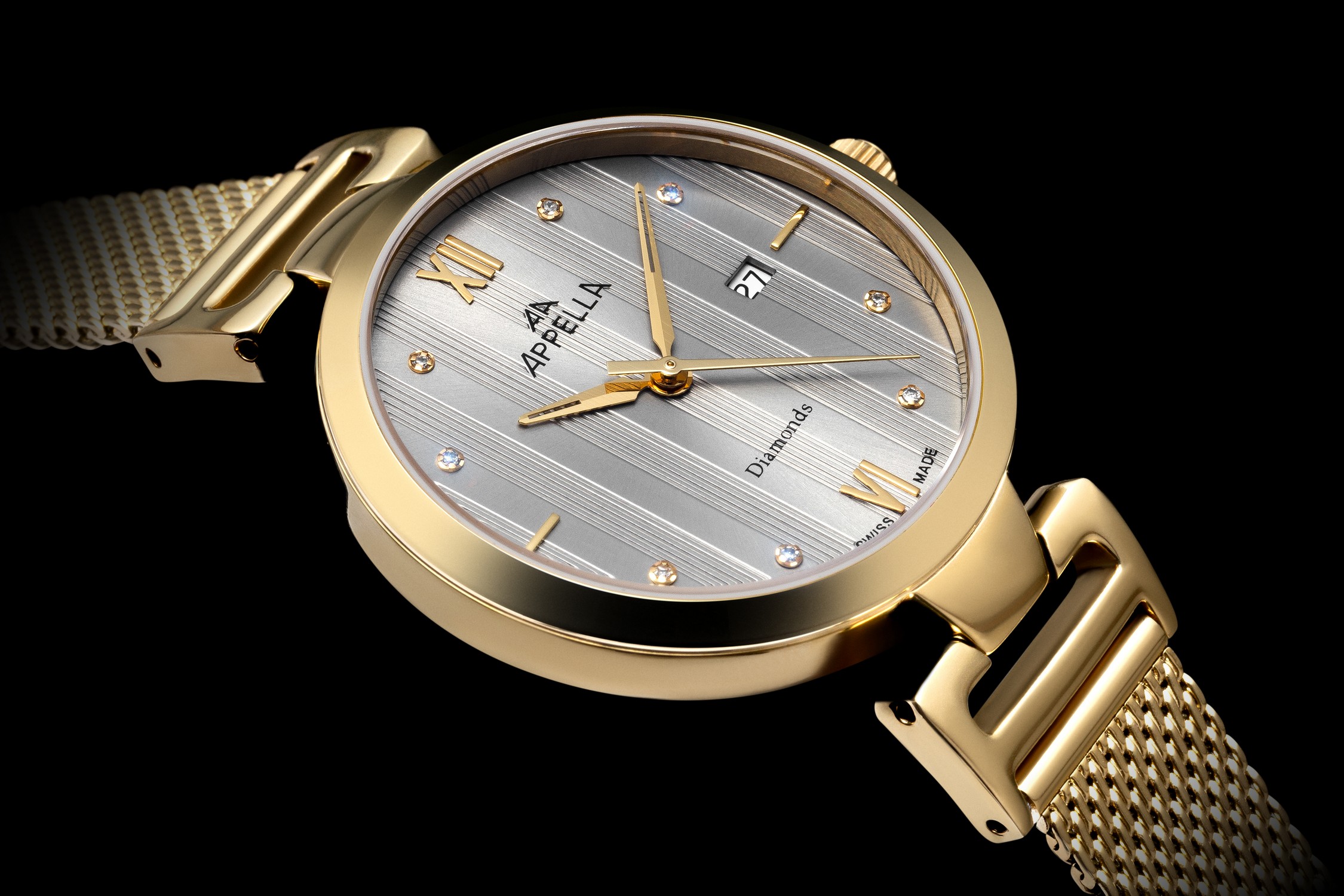 APPELLA  Женские швейцарские часы, кварцевый механизм, сталь с покрытием, 32 мм