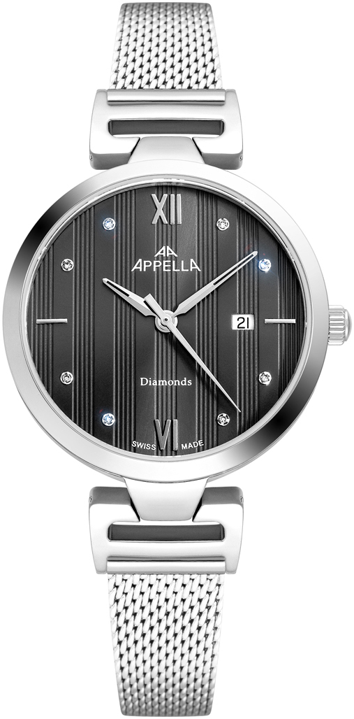 APPELLA  Женские швейцарские часы, кварцевый механизм, сталь, 32 мм