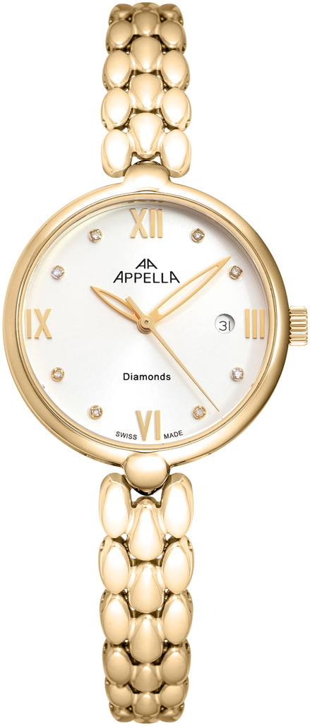 APPELLA   швейцарские часы, кварцевый механизм, сталь с покрытием, 28 мм