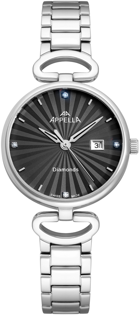 APPELLA  Женские швейцарские часы, кварцевый механизм, сталь, 31 мм