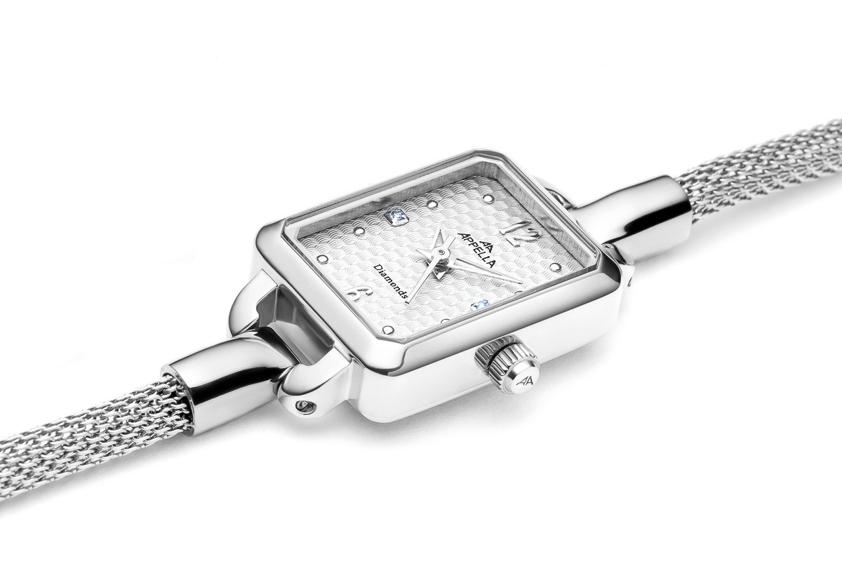 APPELLA  Женские швейцарские часы, кварцевый механизм, сталь, 18х22 мм