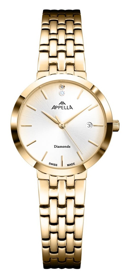 Часы APPELLA  L50031.1113DQ  швейцарские часы, кварцевый механизм, сталь с покрытием, 28 мм