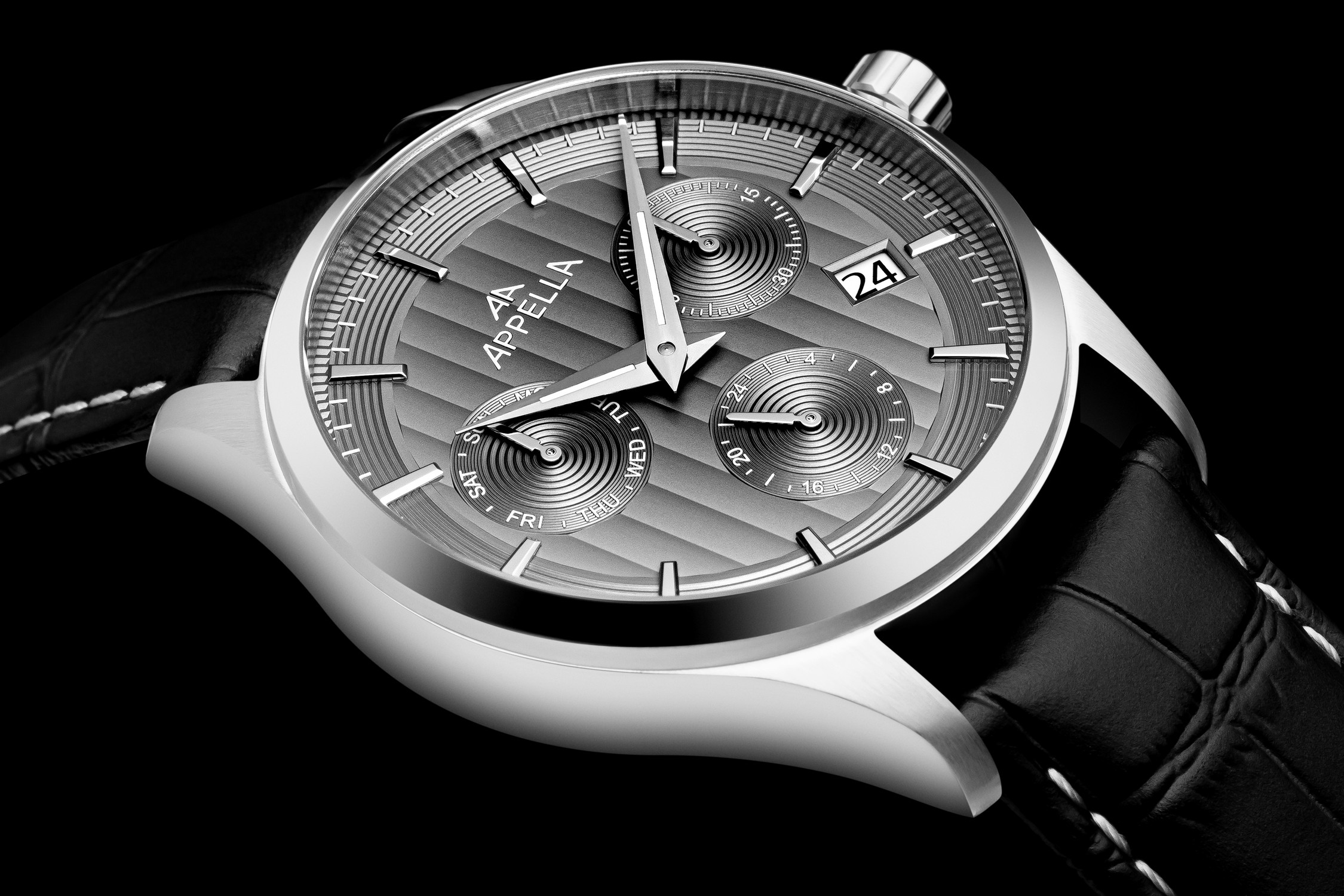 APPELLA  Мужские швейцарские часы, кварцевый механизм, сталь, 43 мм
