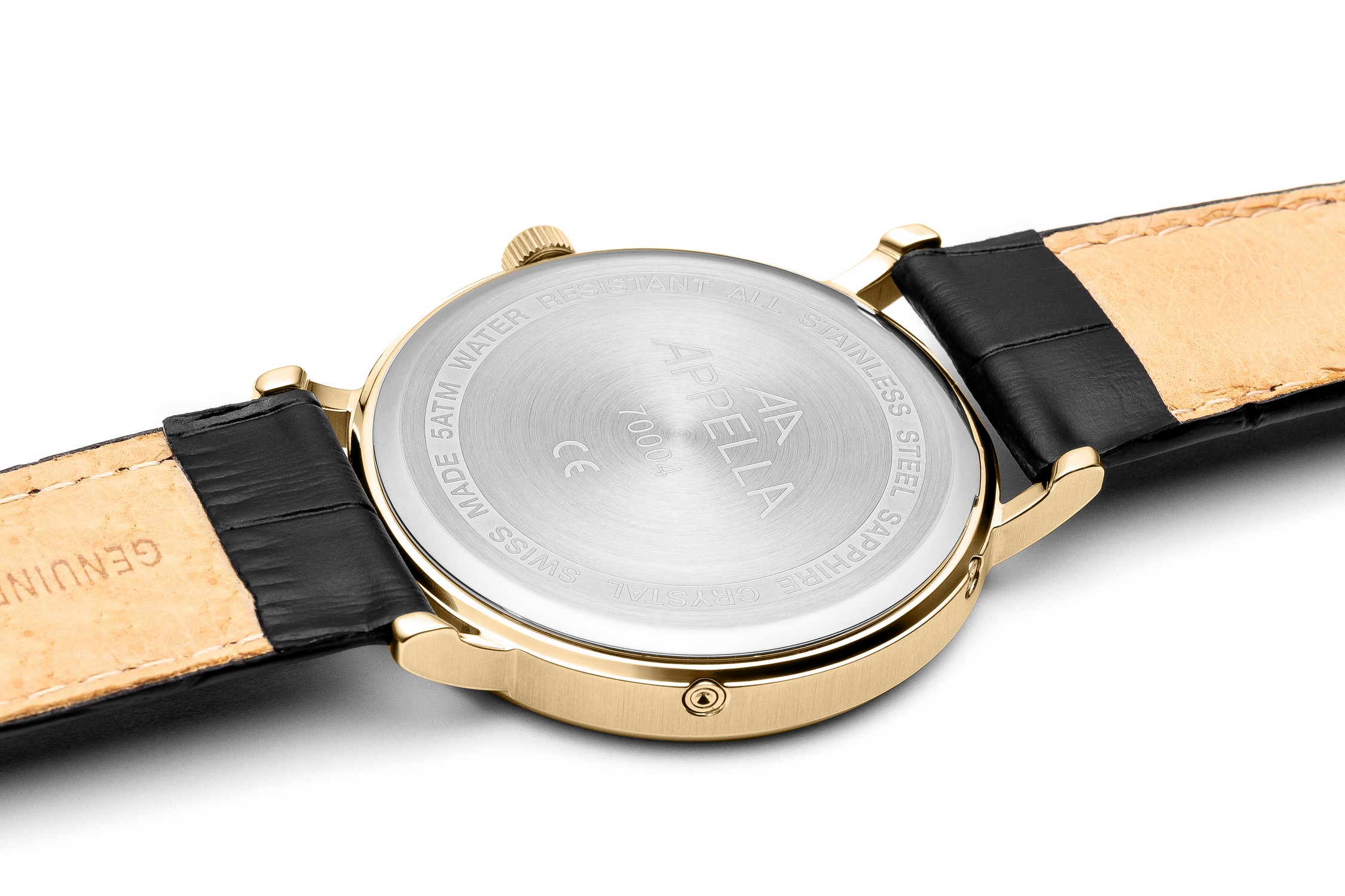 APPELLA  Мужские швейцарские часы, кварцевый механизм с фазами Луны, сталь с покрытием, 43 мм