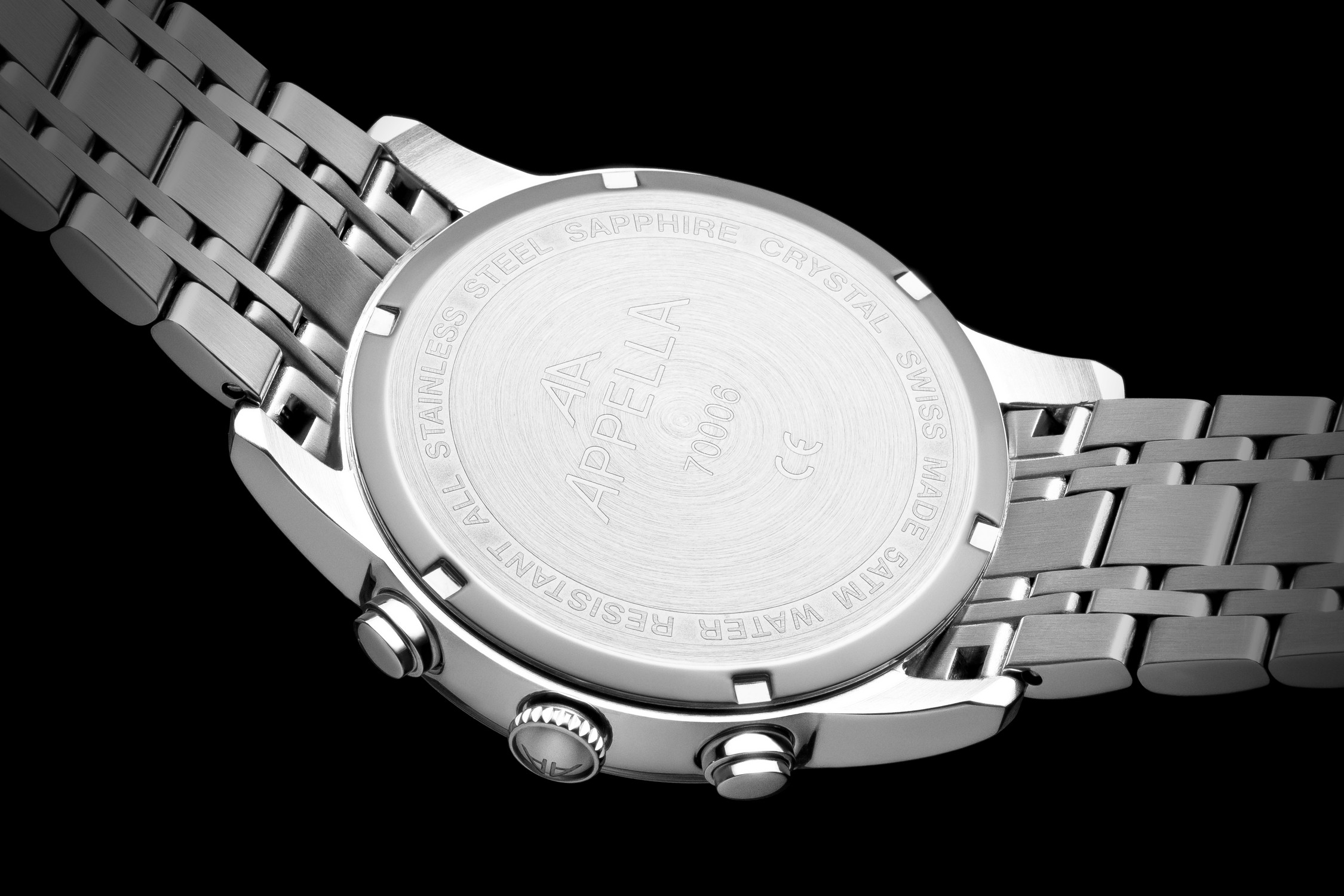 APPELLA  Мужские швейцарские часы, кварцевый механизм, сталь, 43 мм