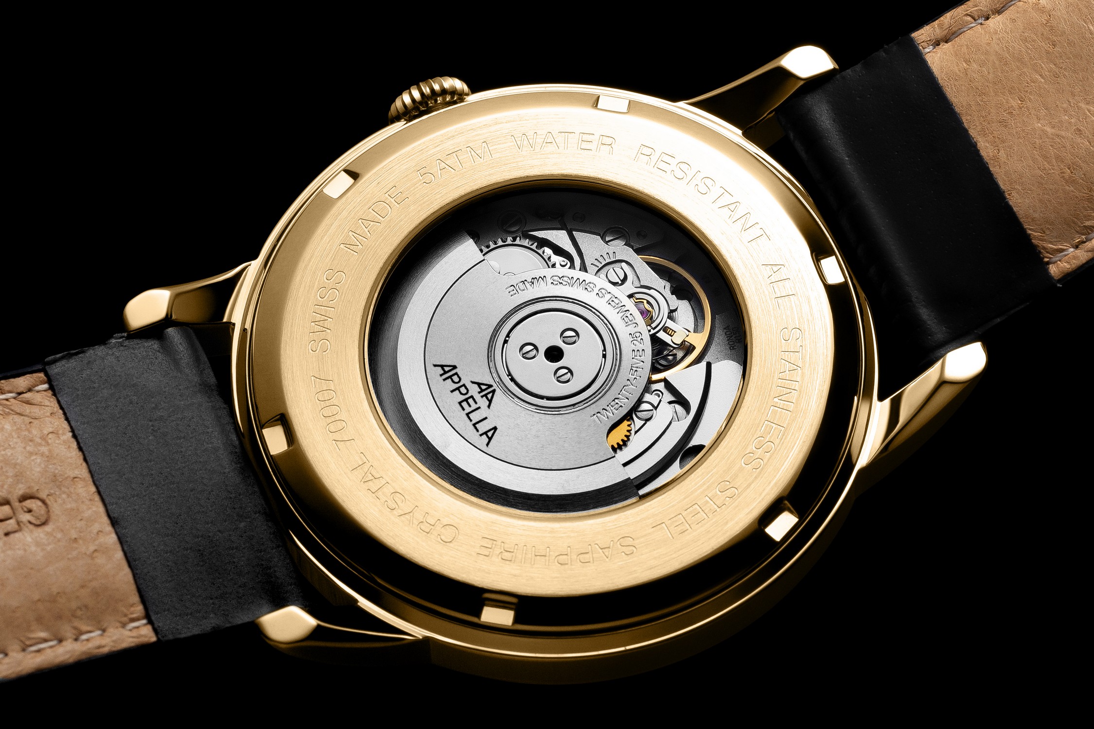 APPELLA  Мужские швейцарские часы, автоматический механизм, сталь с покрытием, 43 мм