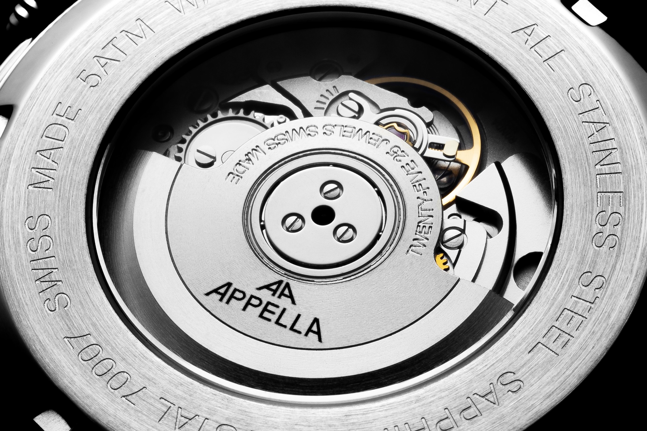 APPELLA  Мужские швейцарские часы, автоматический механизм, сталь, 43 мм