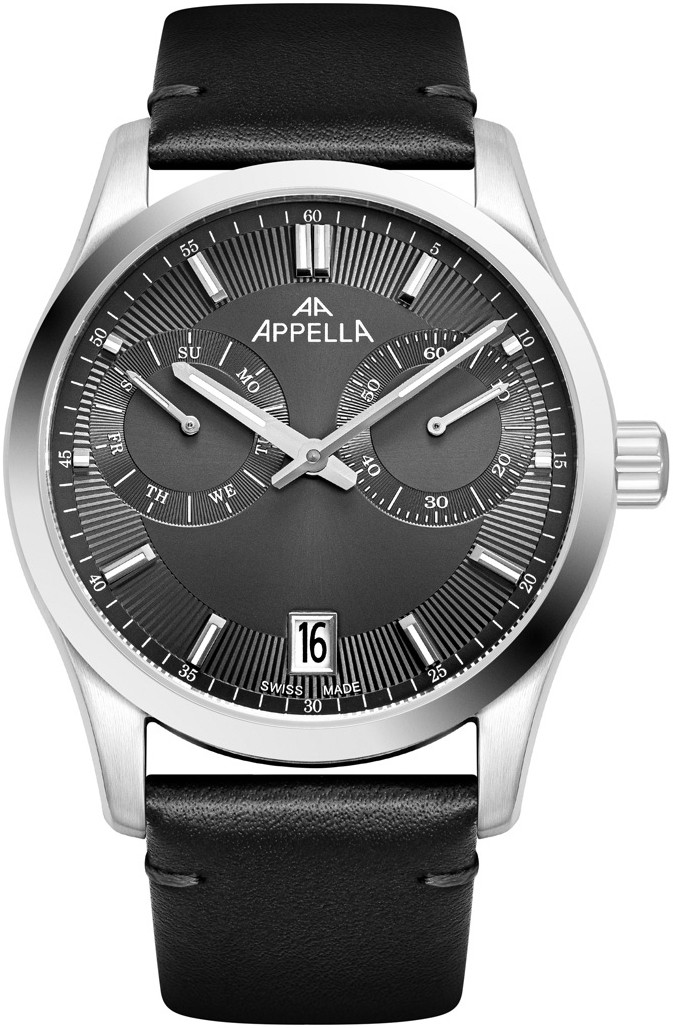 APPELLA  Мужские швейцарские часы, кварцевый механизм, сталь, 40 мм