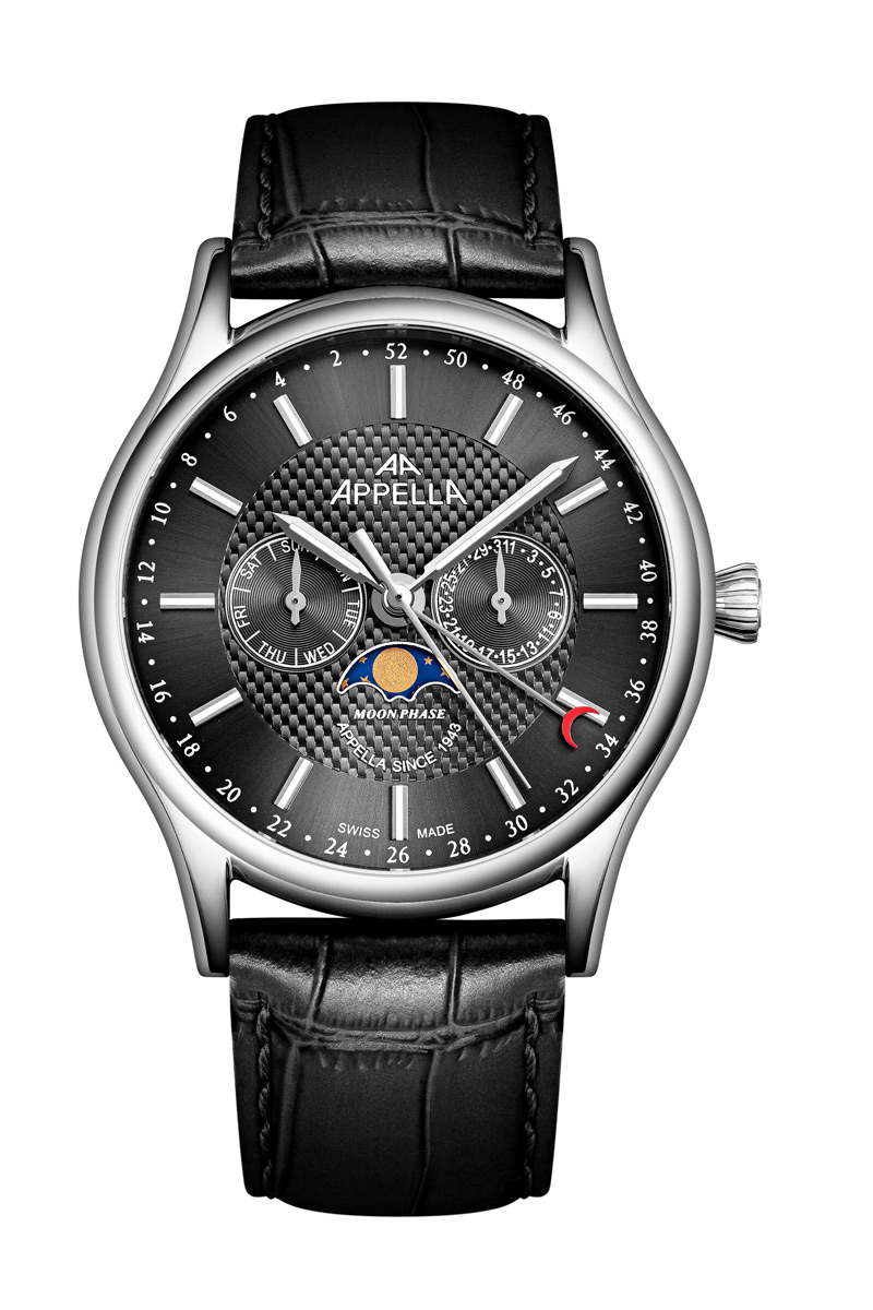 APPELLA  Мужские швейцарские часы, кварцевый механизм, сталь, 42 мм