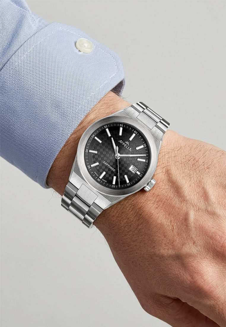 APPELLA  Мужские швейцарские часы, кварцевый механизм, сталь, 41 мм