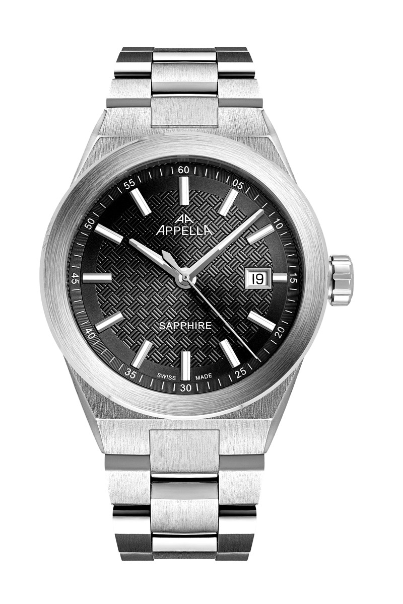 APPELLA  Мужские швейцарские часы, кварцевый механизм, сталь, 41 мм