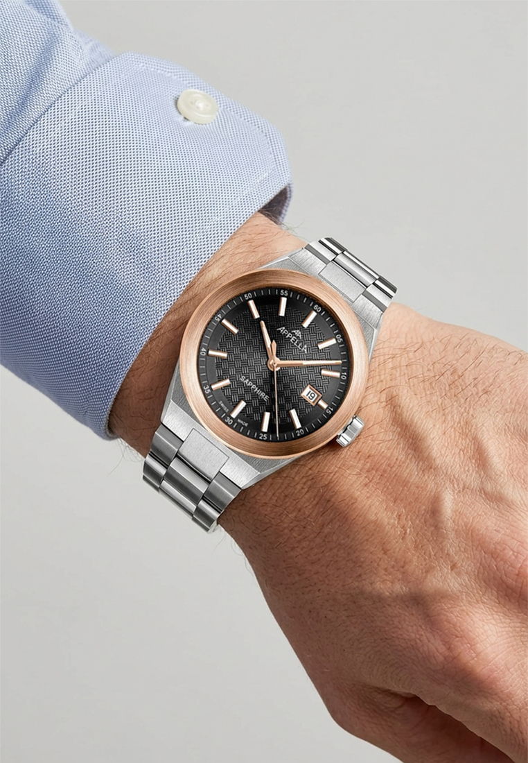 APPELLA  Мужские швейцарские часы, кварцевый механизм, сталь, 41 мм