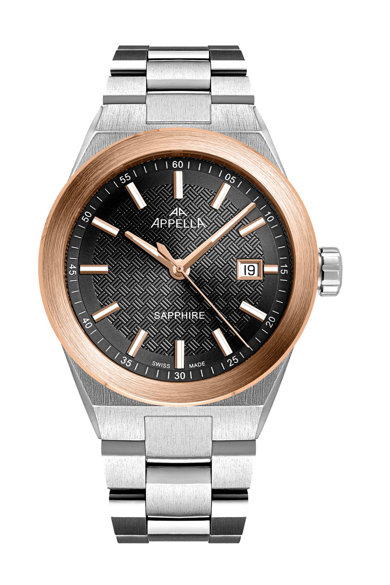 APPELLA  Мужские швейцарские часы, кварцевый механизм, сталь, 41 мм