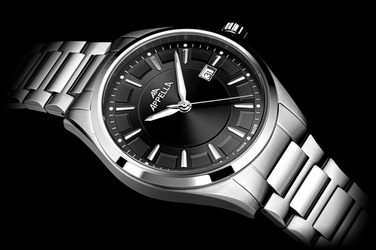 APPELLA  Мужские швейцарские часы, кварцевый механизм, сталь, 42 мм