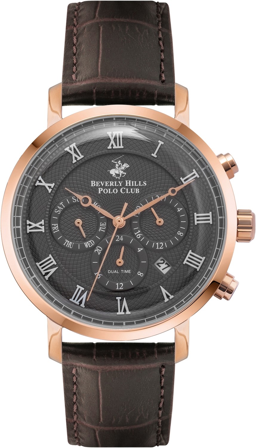 BEVERLY HILLS POLO CLUB  Мужские часы, кварцевый механизм, сталь с покрытием, 42,5 мм