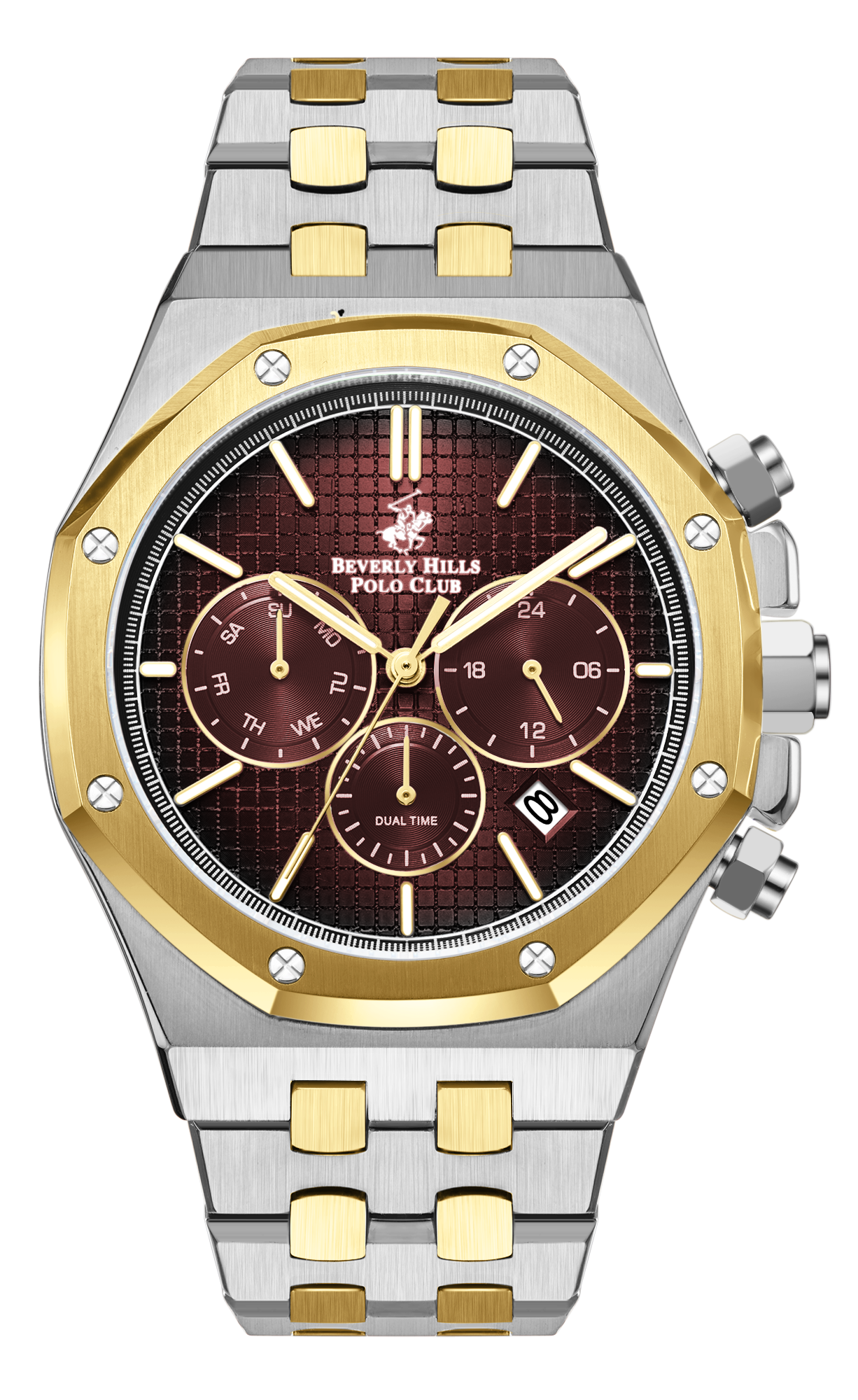 BEVERLY HILLS POLO CLUB   часы, кварцевый механизм, сталь с покрытием, 42 мм