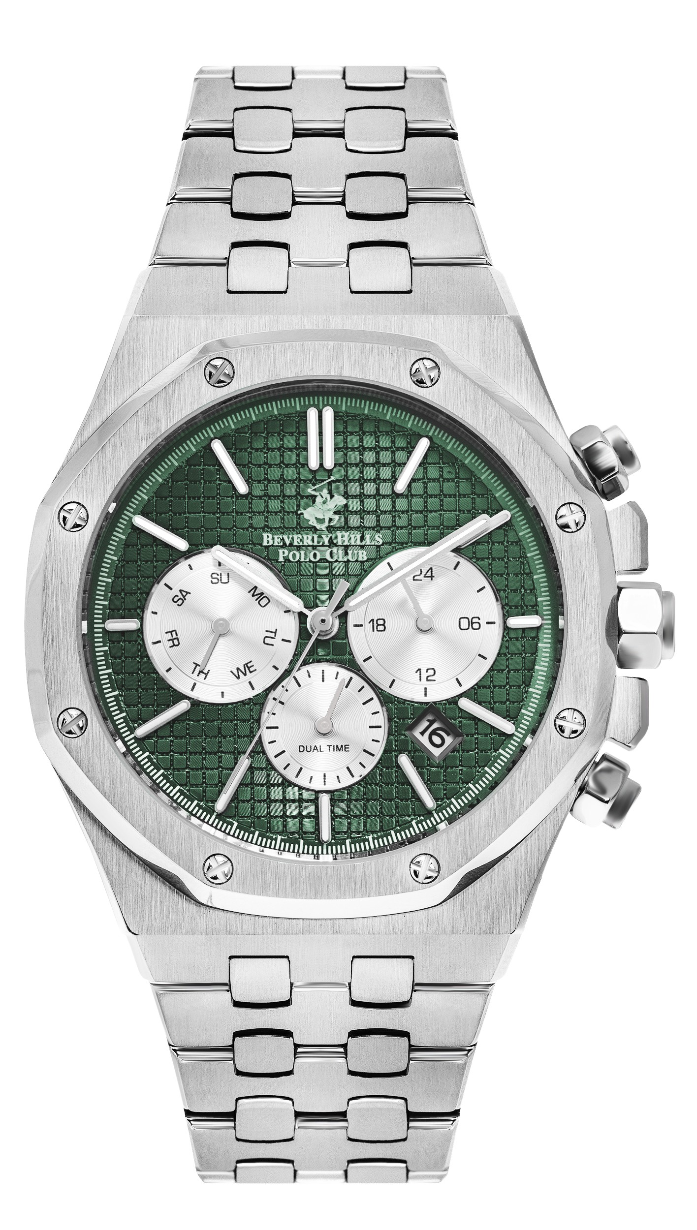 BEVERLY HILLS POLO CLUB   часы, кварцевый механизм, сталь, 42 мм