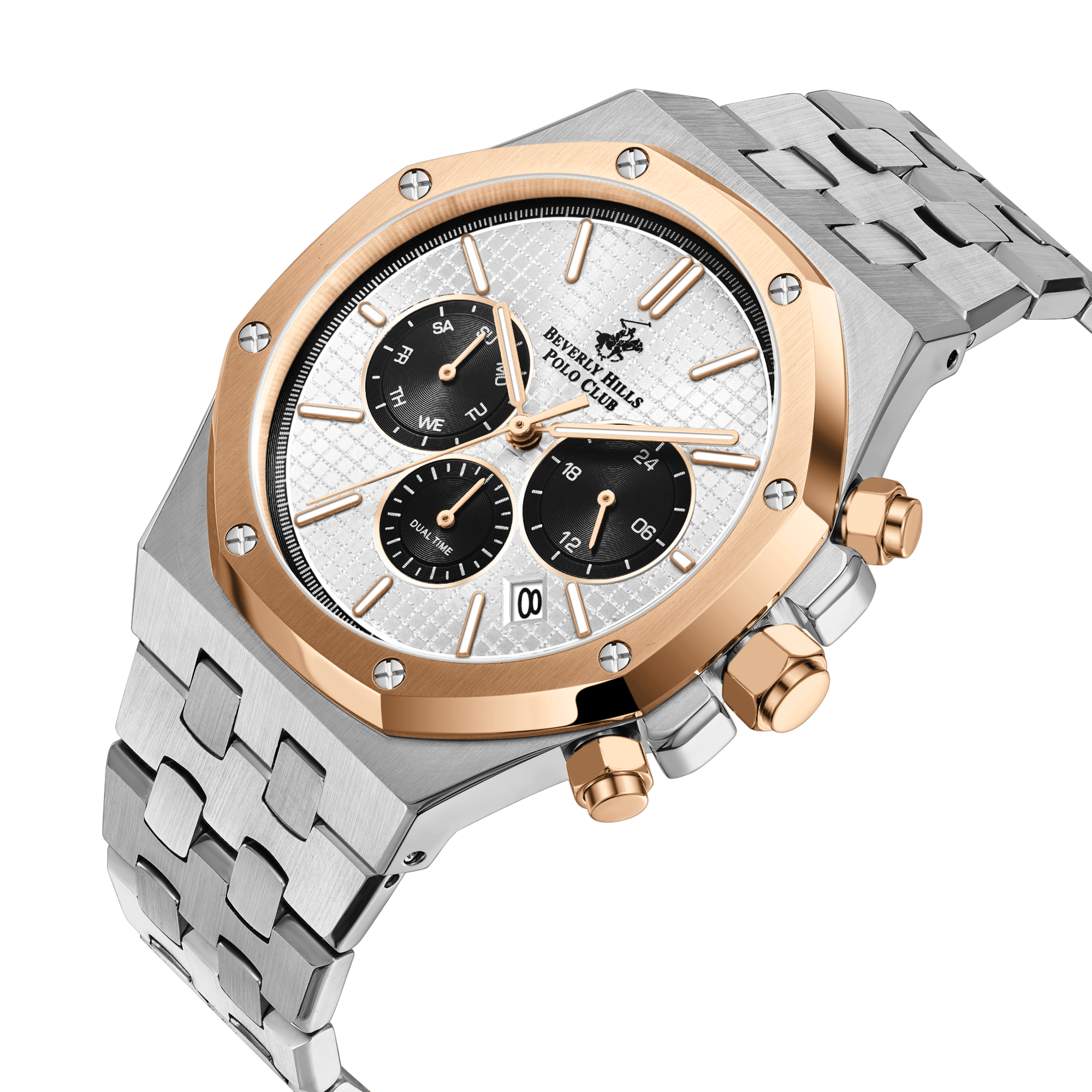 BEVERLY HILLS POLO CLUB  Мужские часы, кварцевый механизм, сталь с покрытием, 42 мм