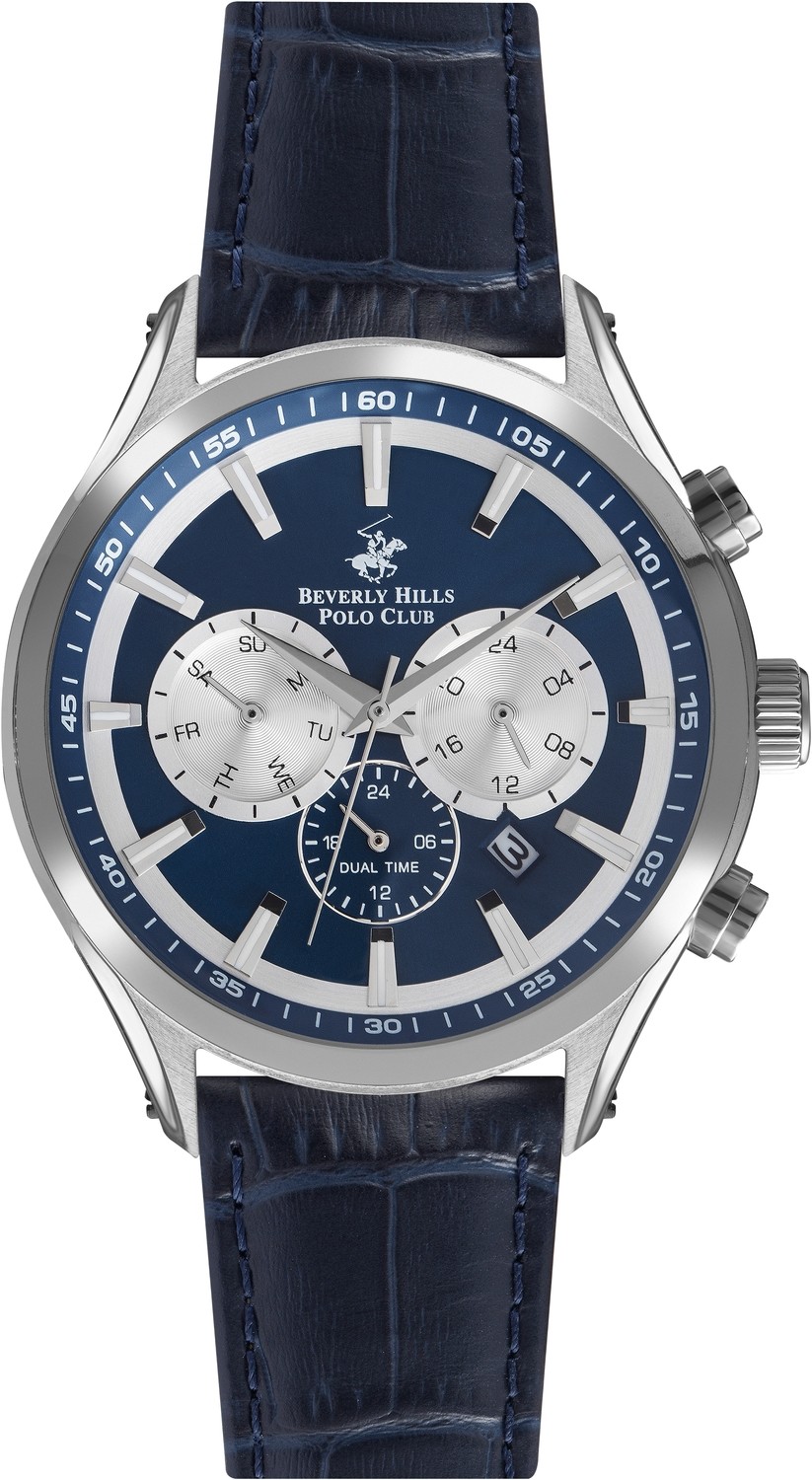 BEVERLY HILLS POLO CLUB  Мужские часы, кварцевый механизм, сталь, 46 мм