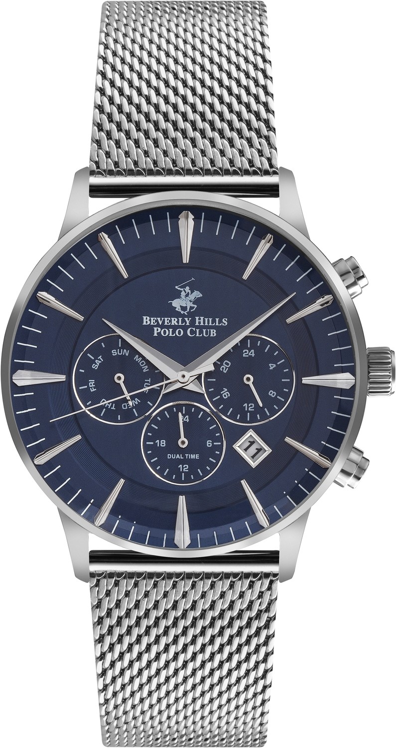 BEVERLY HILLS POLO CLUB  Мужские часы, кварцевый механизм, сталь, 43 мм