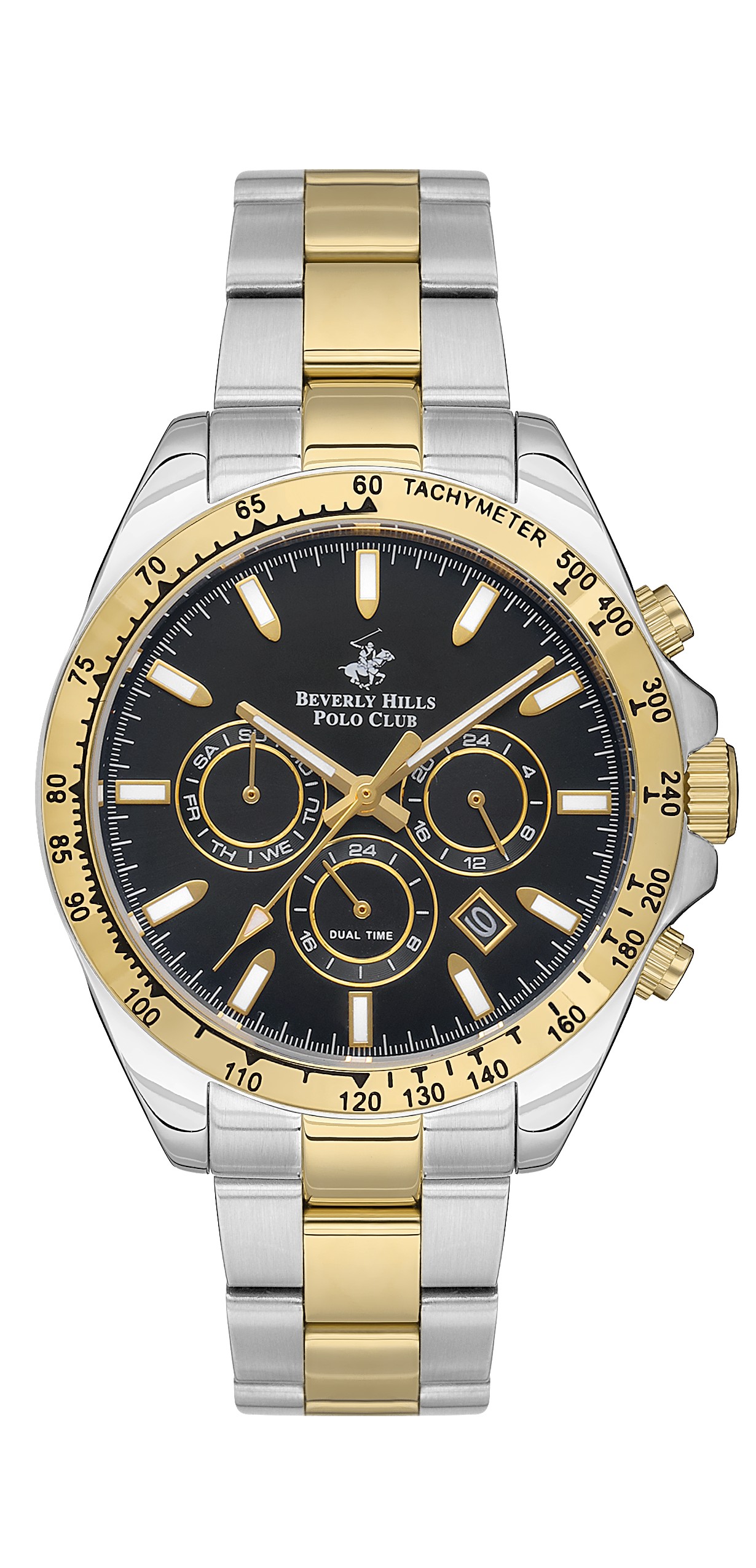 BEVERLY HILLS POLO CLUB   часы, кварцевый механизм, сталь с покрытием, 42 мм