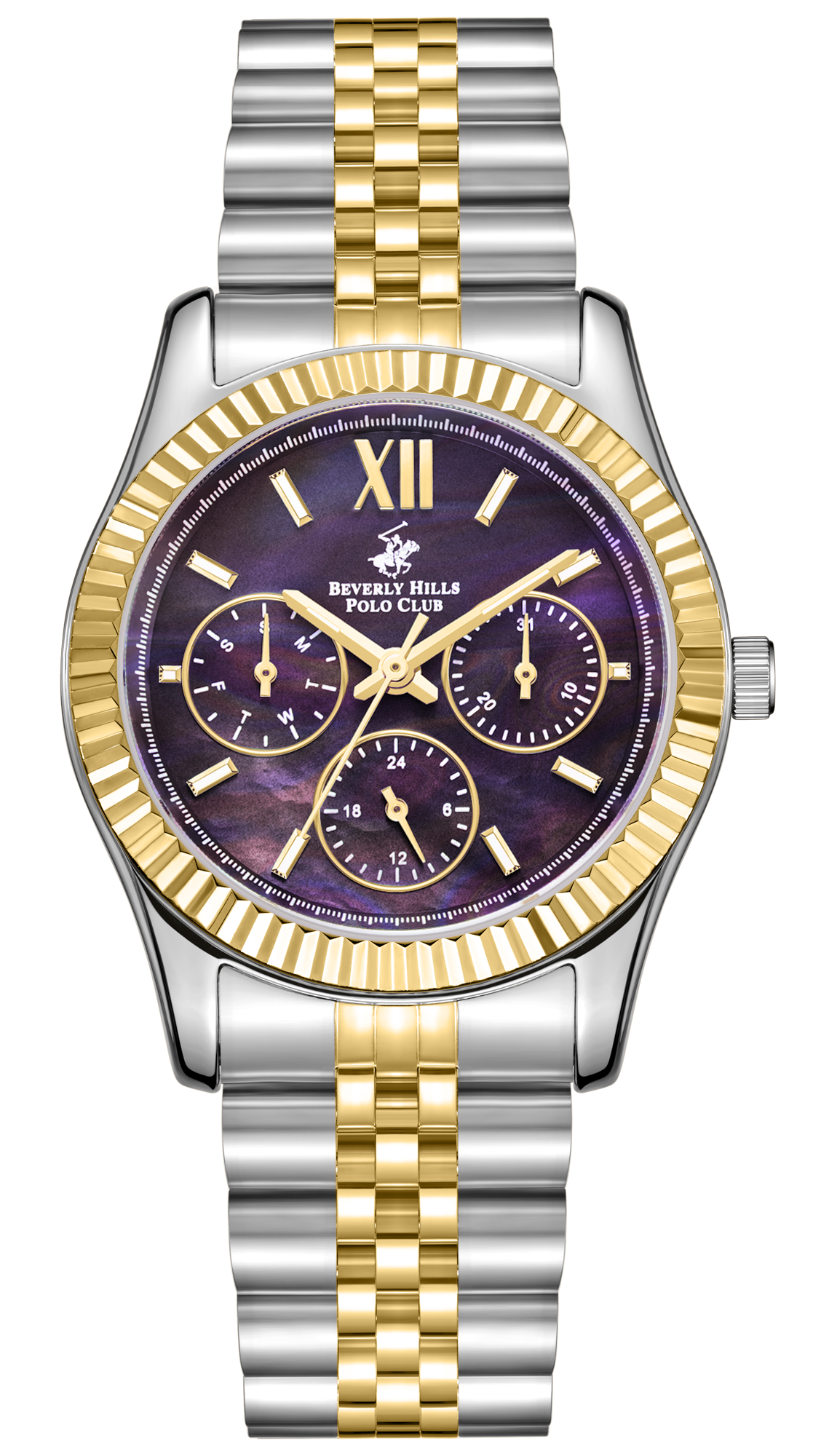 BEVERLY HILLS POLO CLUB   часы, кварцевый механизм, суперметалл с покрытием, 34 мм