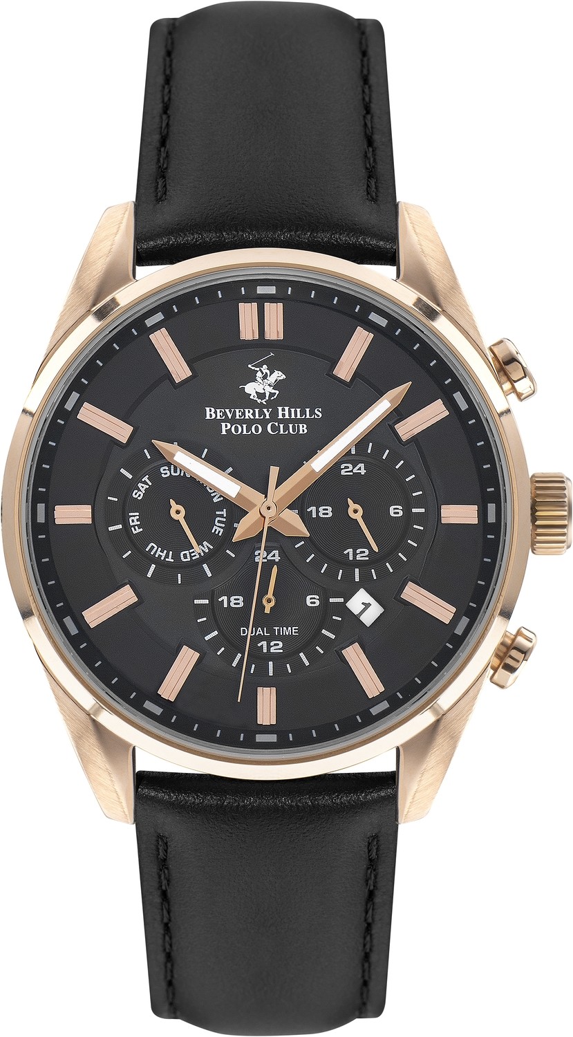 BEVERLY HILLS POLO CLUB  Мужские часы, кварцевый механизм, сталь с покрытием, 44 мм