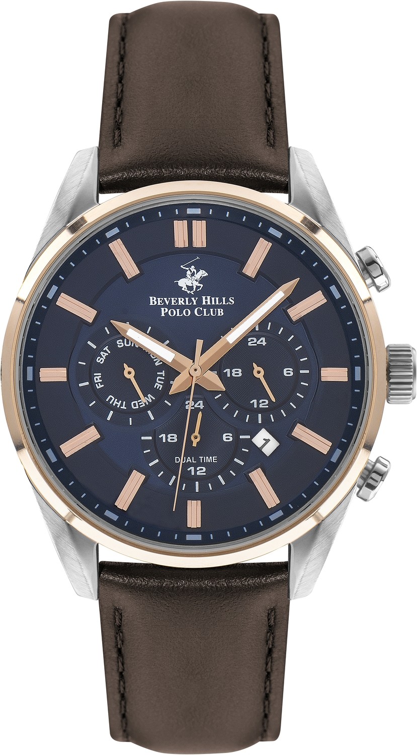 BEVERLY HILLS POLO CLUB  Мужские часы, кварцевый механизм, сталь с покрытием, 44 мм