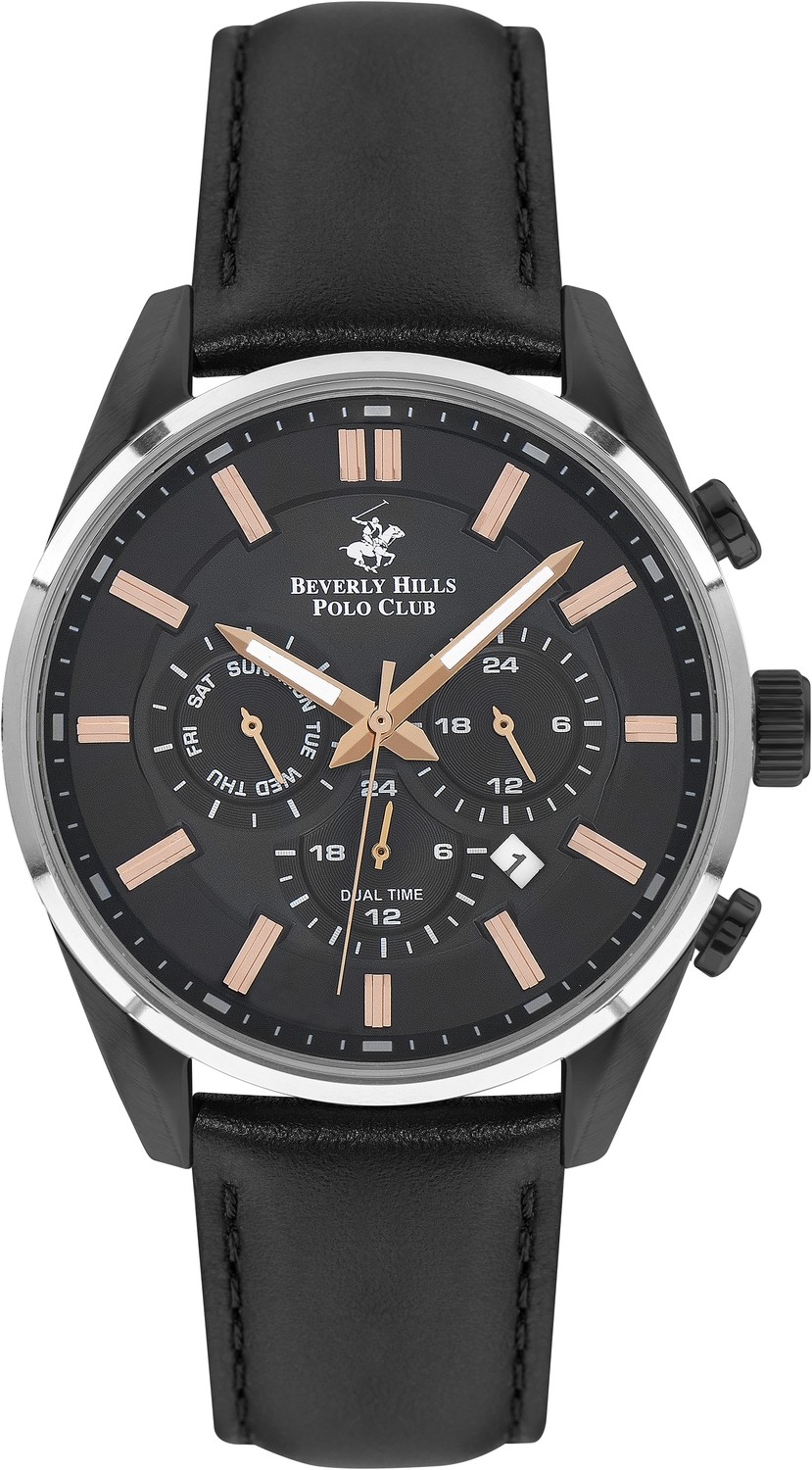 BEVERLY HILLS POLO CLUB  Мужские часы, кварцевый механизм, сталь с покрытием, 44 мм