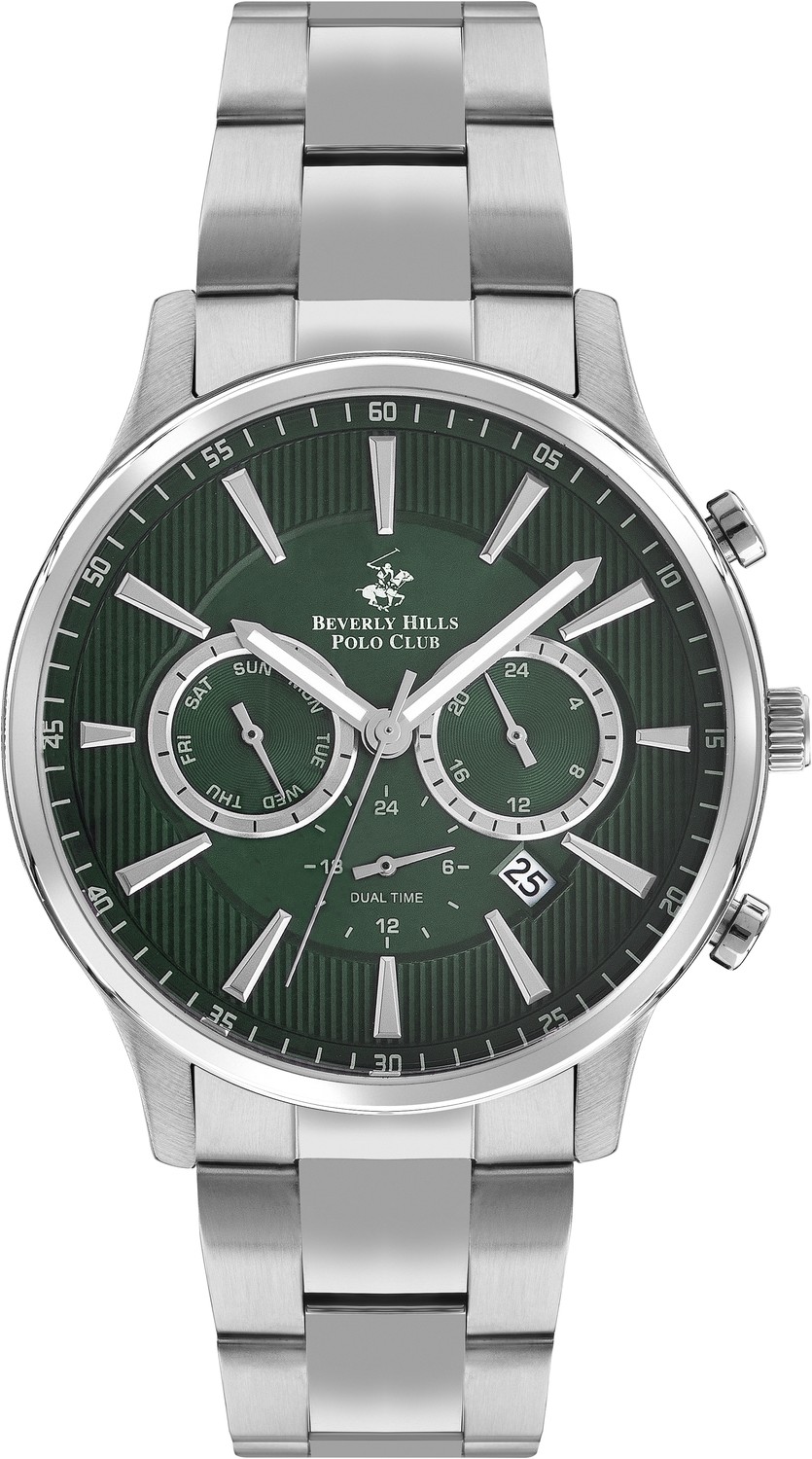 BEVERLY HILLS POLO CLUB  Мужские часы, кварцевый механизм, сталь, 44 мм