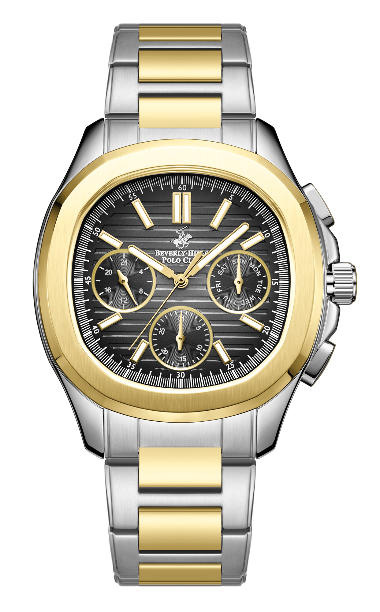 BEVERLY HILLS POLO CLUB   часы, кварцевый механизм, сталь с покрытием, 42 мм