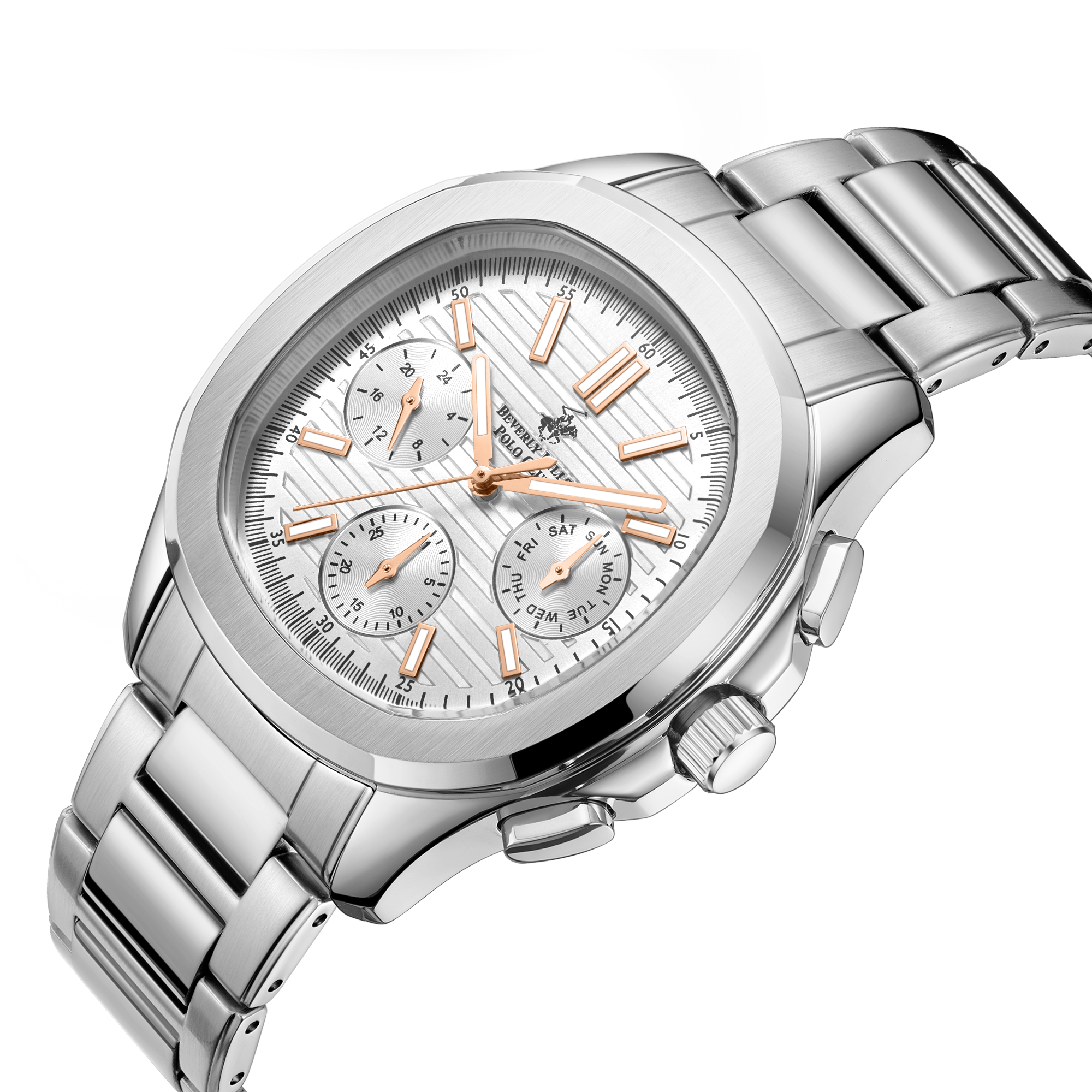 BEVERLY HILLS POLO CLUB  Мужские часы, кварцевый механизм, сталь, 42 мм