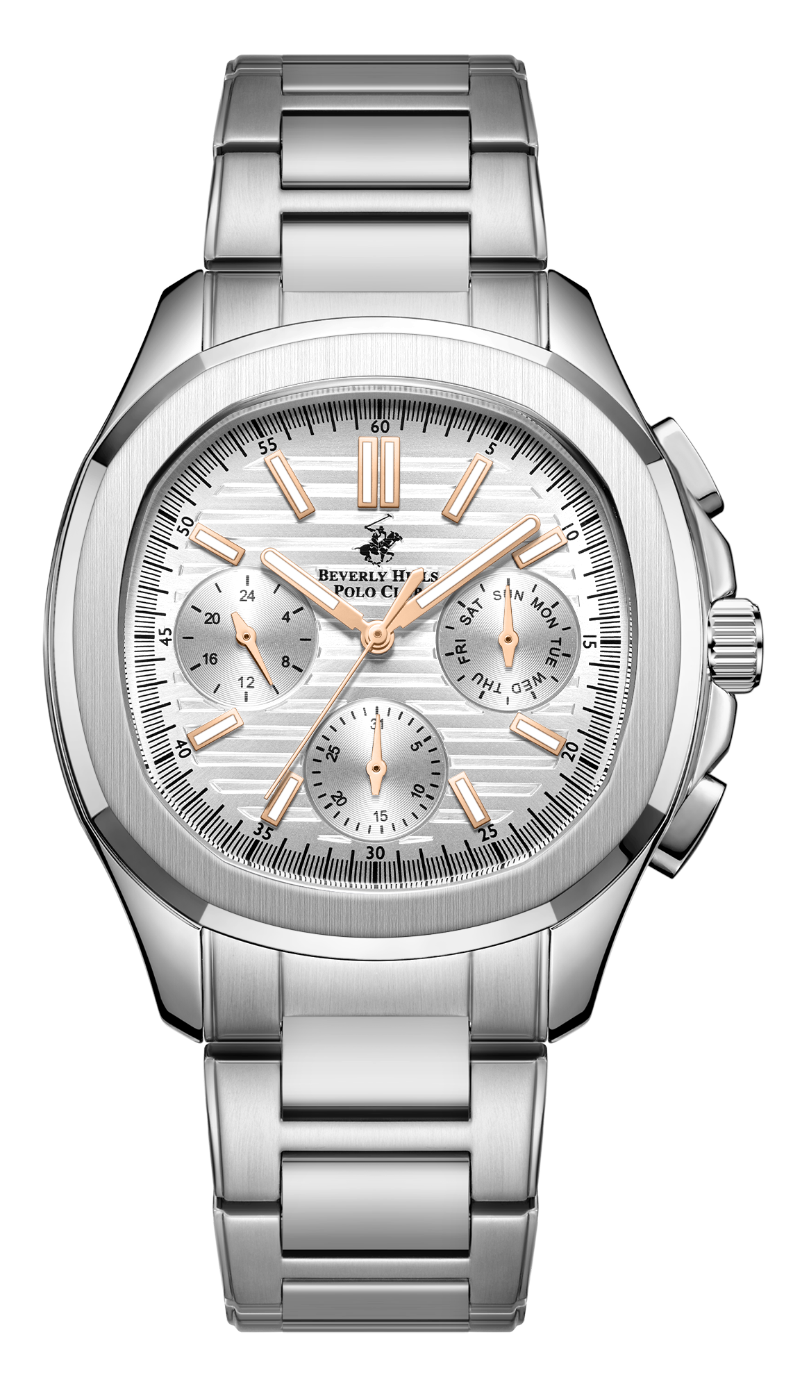 BEVERLY HILLS POLO CLUB  Мужские часы, кварцевый механизм, сталь, 42 мм