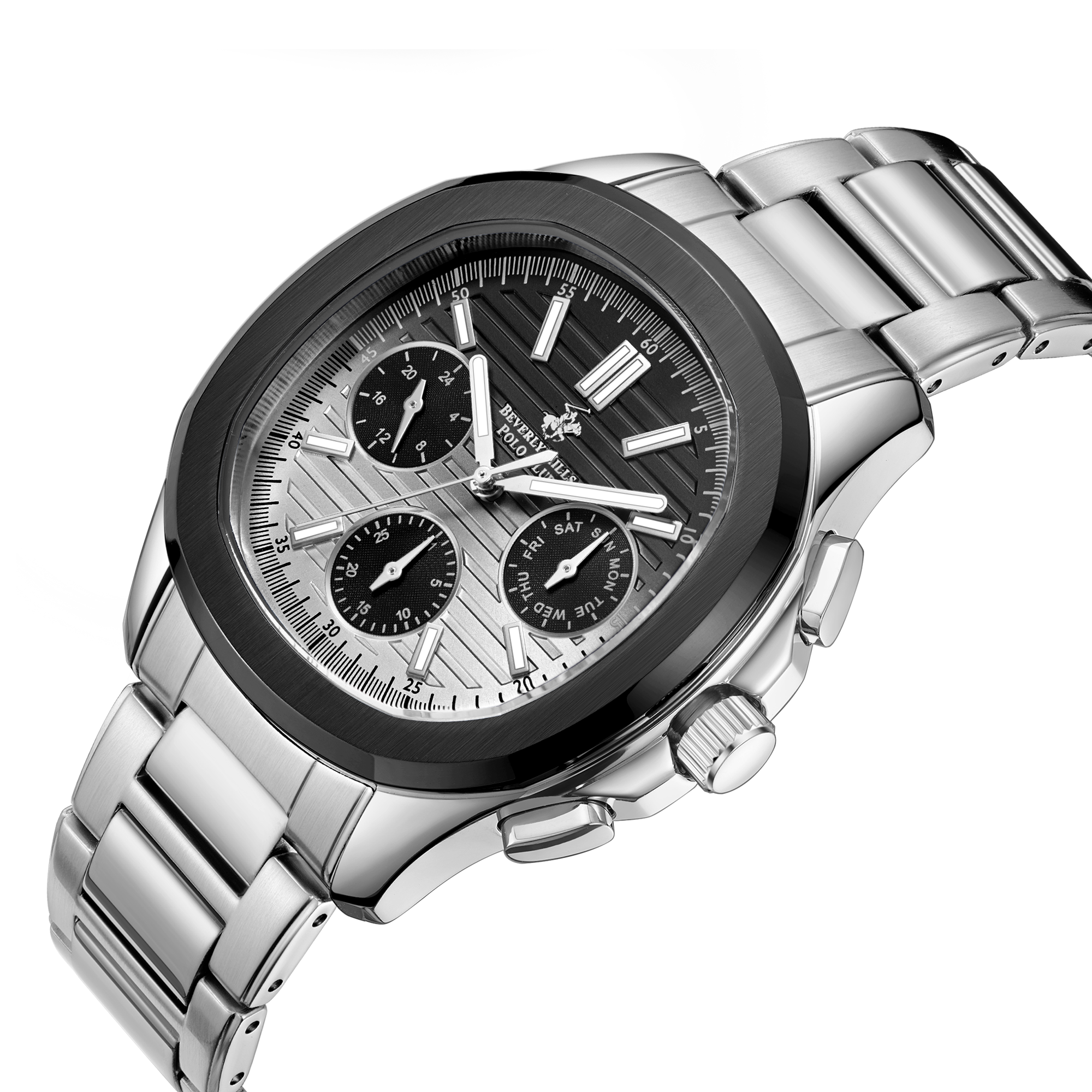 BEVERLY HILLS POLO CLUB  Мужские часы, кварцевый механизм, сталь с покрытием, 42 мм