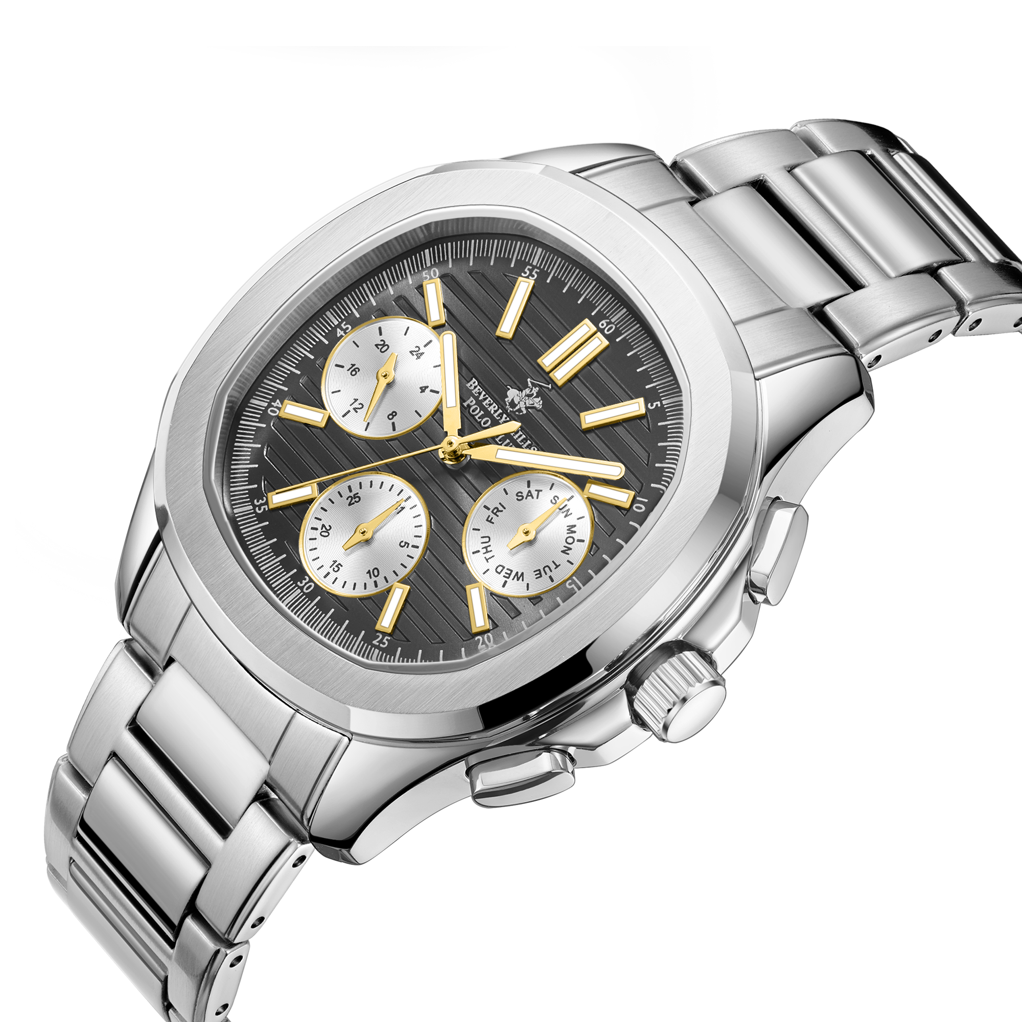 BEVERLY HILLS POLO CLUB  Мужские часы, кварцевый механизм, сталь, 42 мм