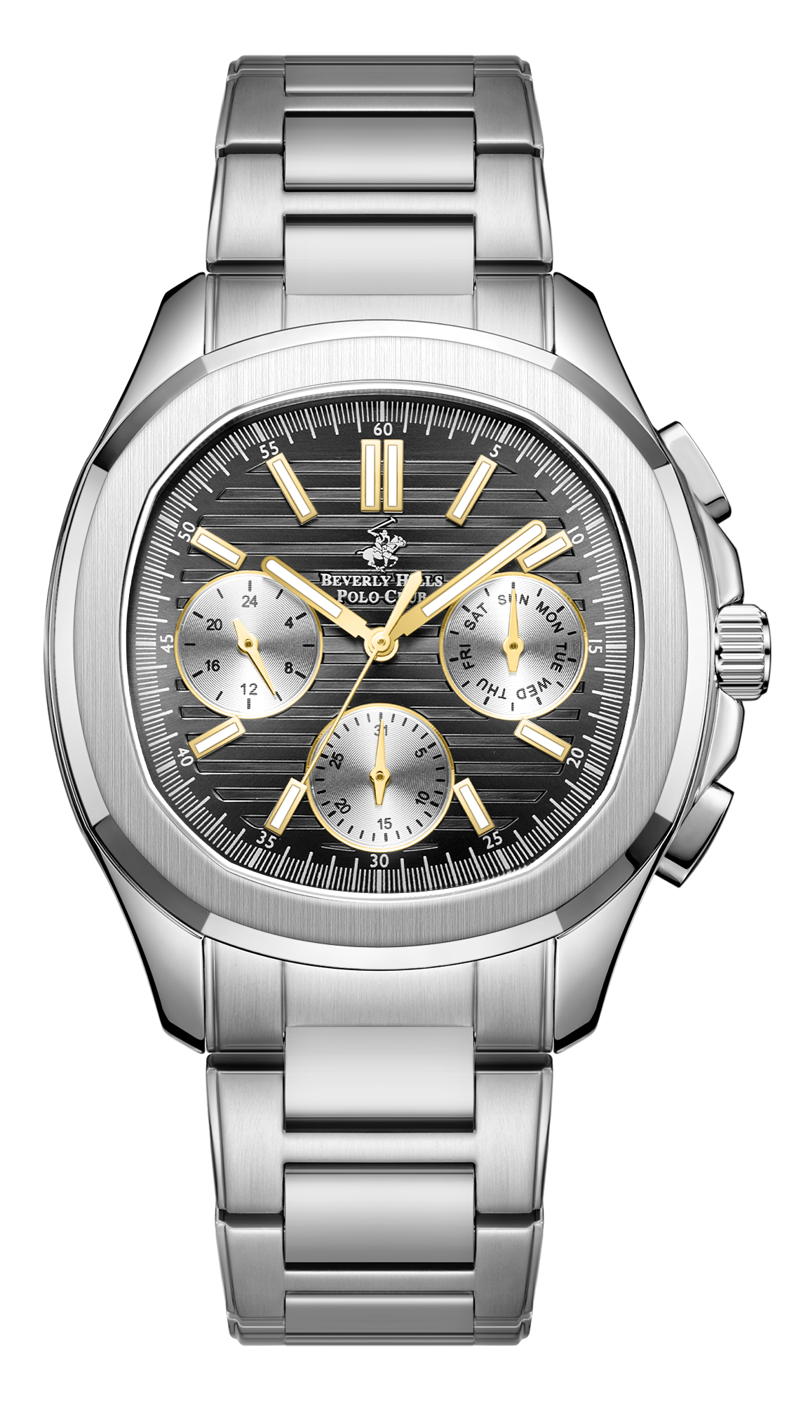 BEVERLY HILLS POLO CLUB  Мужские часы, кварцевый механизм, сталь, 42 мм