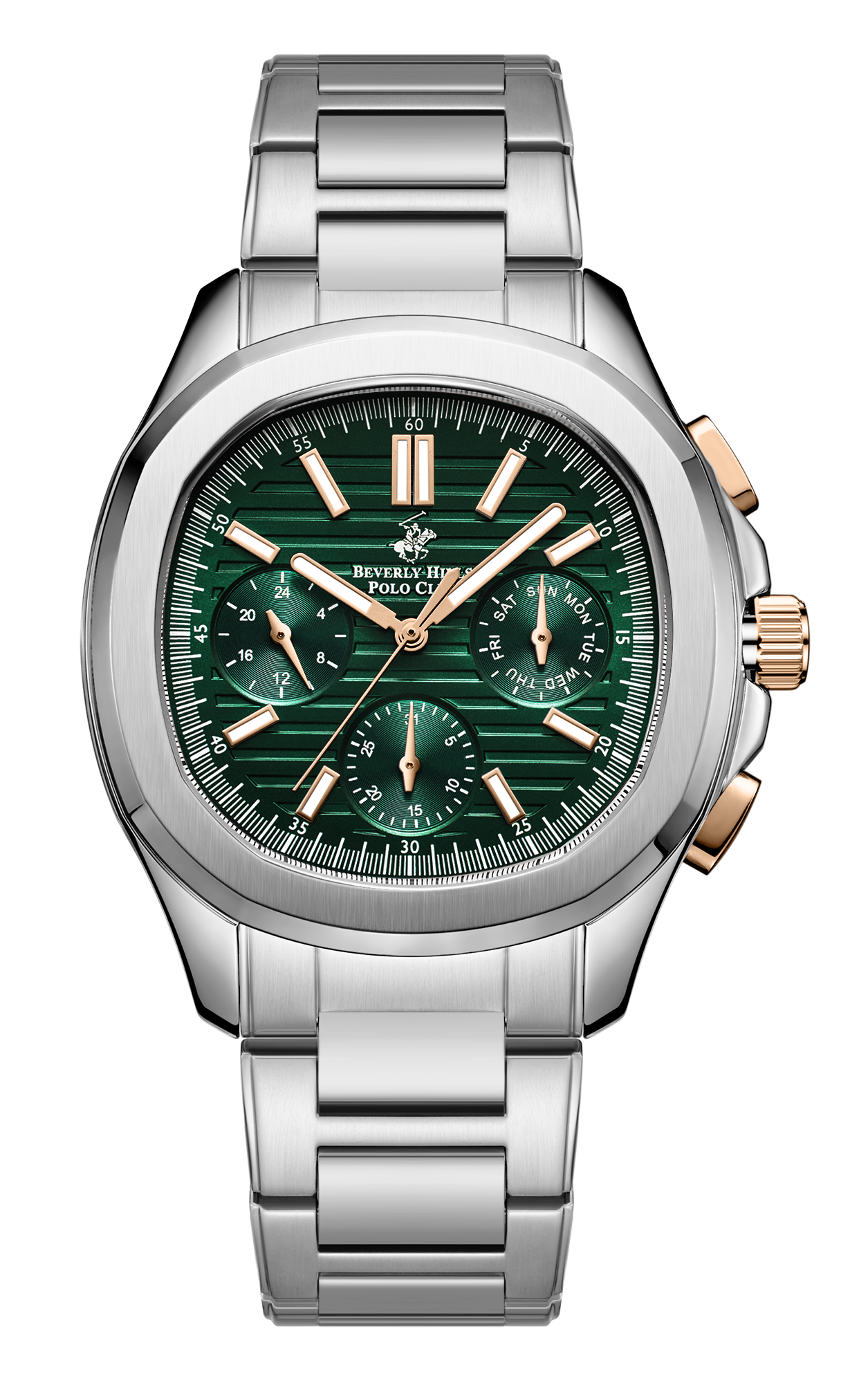 BEVERLY HILLS POLO CLUB   часы, кварцевый механизм, сталь, 42 мм