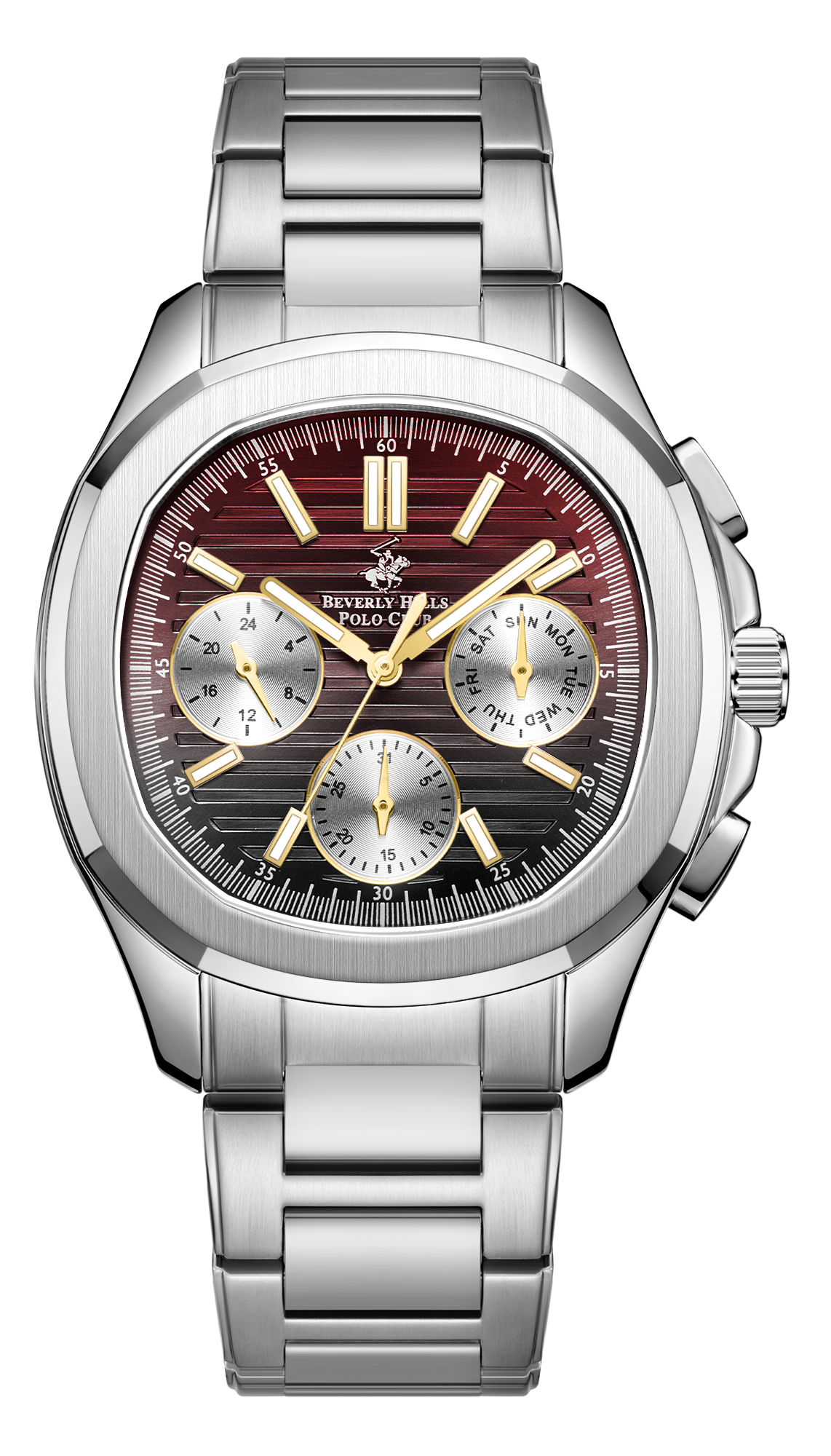 BEVERLY HILLS POLO CLUB   часы, кварцевый механизм, сталь, 42 мм