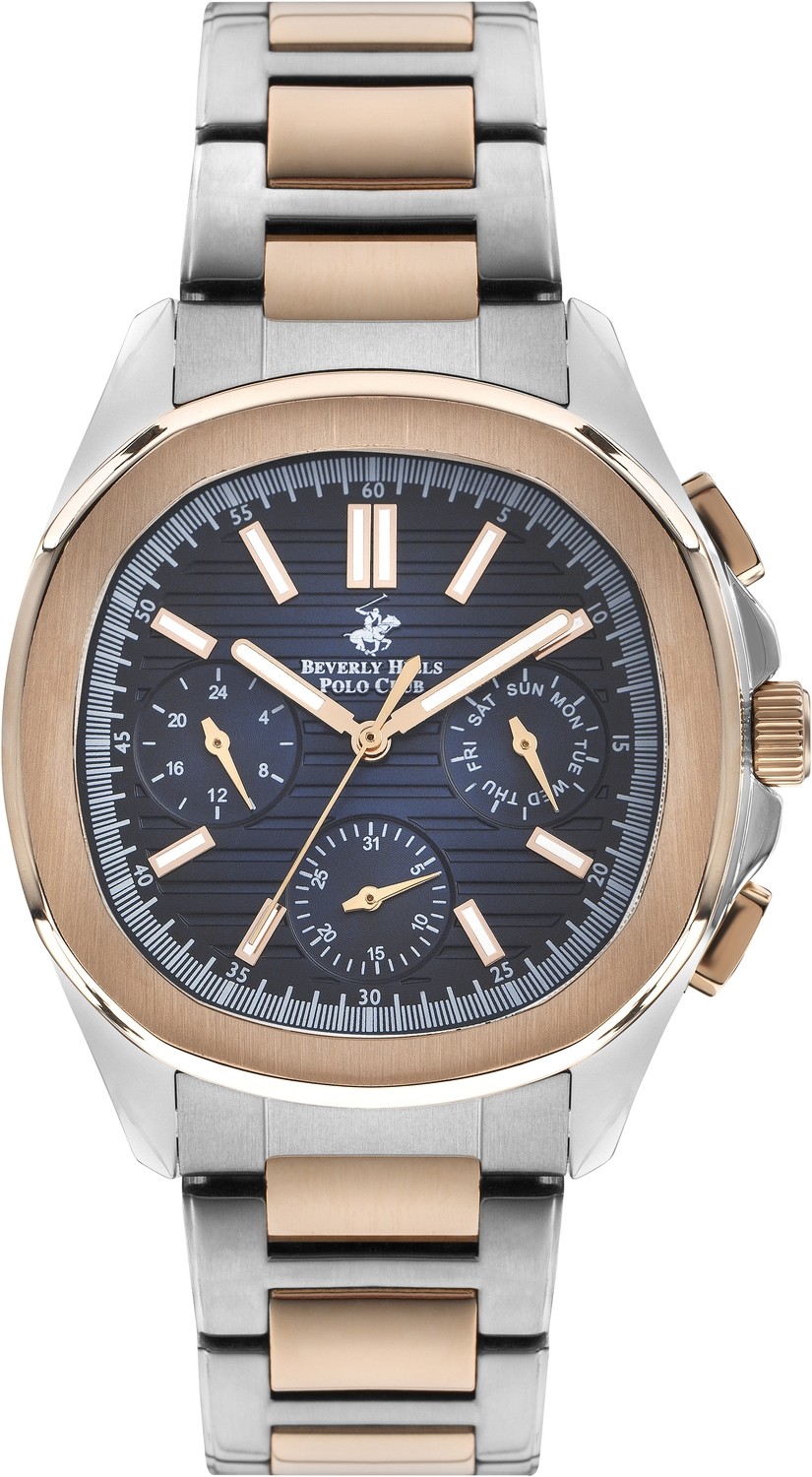 BEVERLY HILLS POLO CLUB  Мужские часы, кварцевый механизм, сталь с покрытием, 42 мм