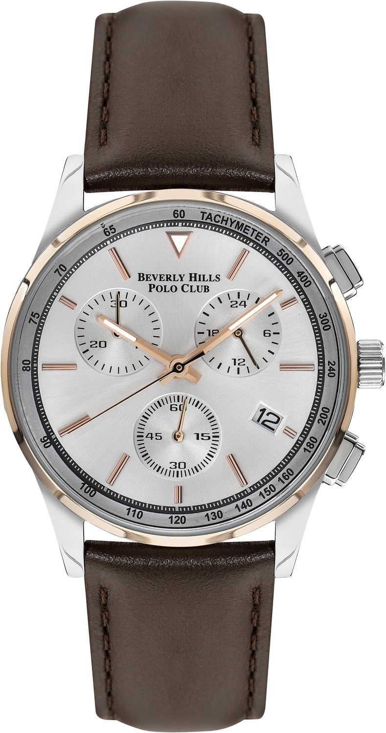 BEVERLY HILLS POLO CLUB  Мужские часы, кварцевый механизм, сталь с покрытием, 43 мм