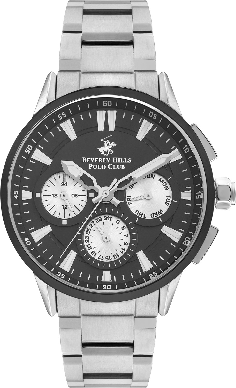 BEVERLY HILLS POLO CLUB  Мужские часы, кварцевый механизм, сталь, 45 мм
