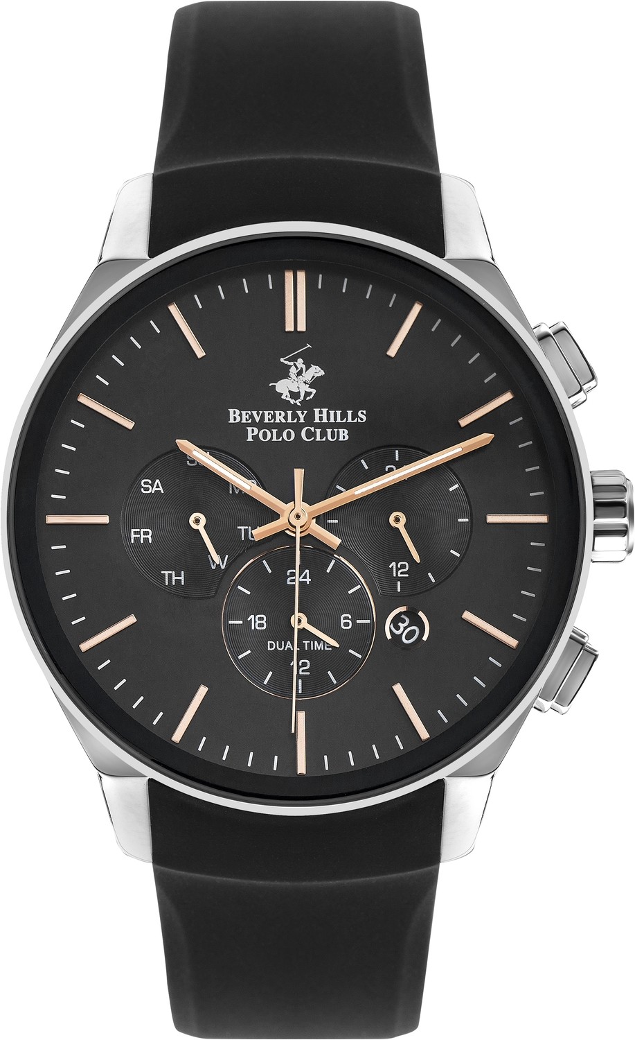 BEVERLY HILLS POLO CLUB  Мужские часы, кварцевый механизм, сталь, 44 мм