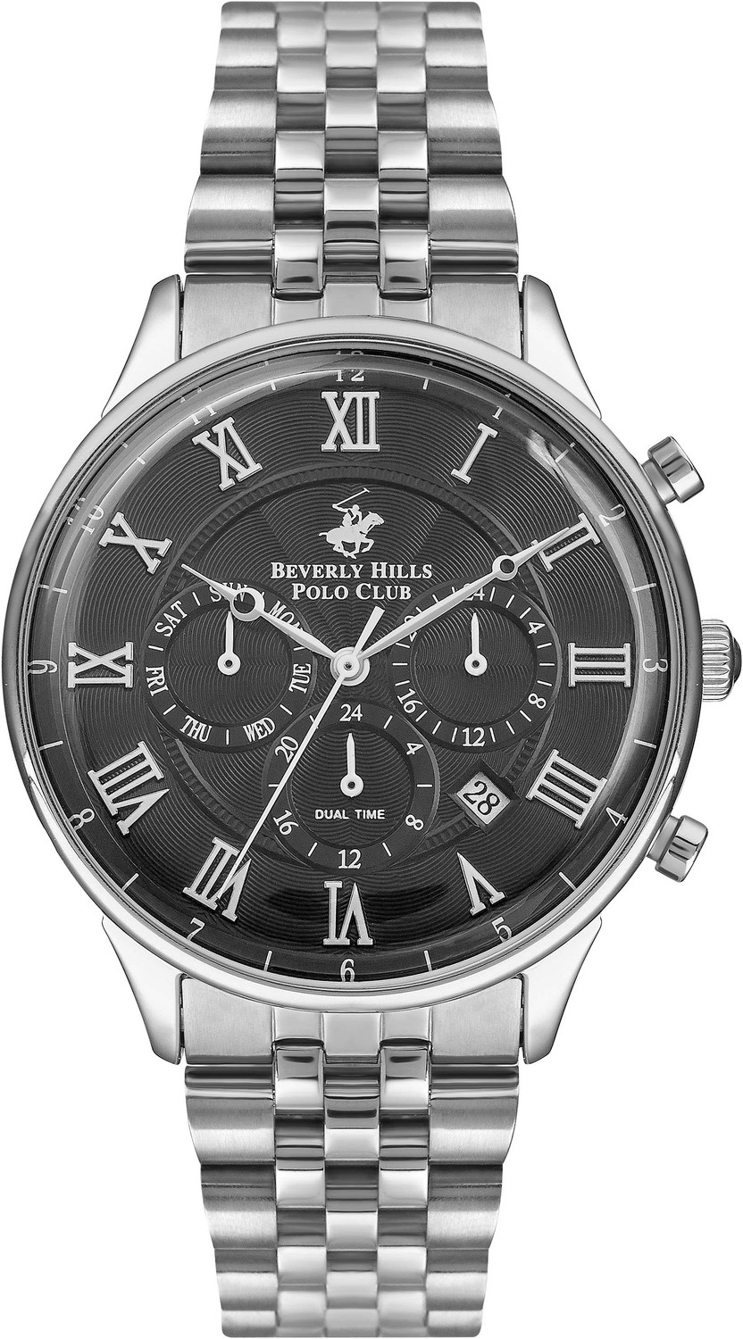 BEVERLY HILLS POLO CLUB  Мужские часы, кварцевый механизм, сталь, 42 мм