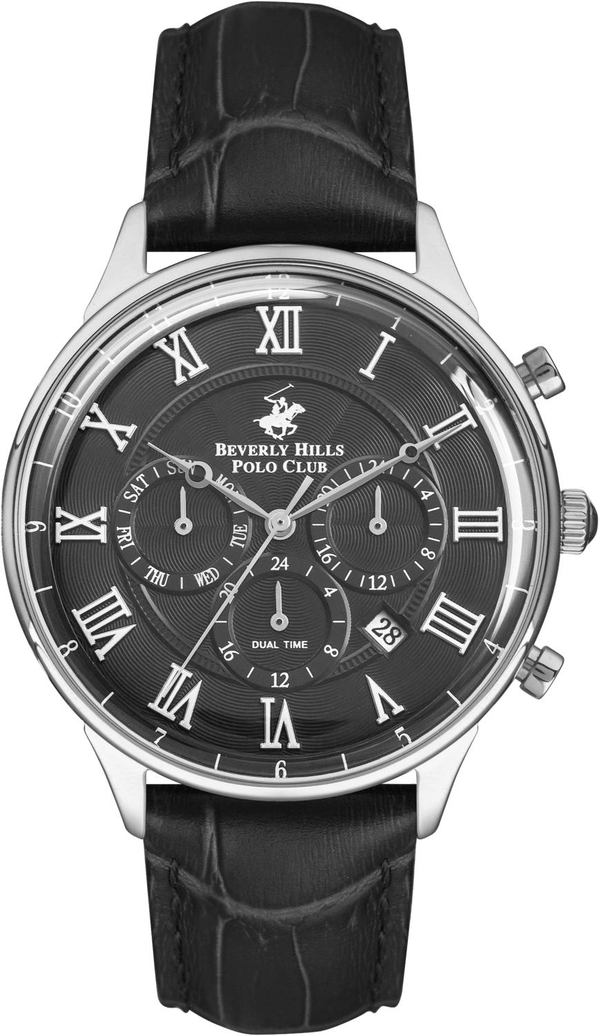 BEVERLY HILLS POLO CLUB  Мужские часы, кварцевый механизм, сталь, 42 мм
