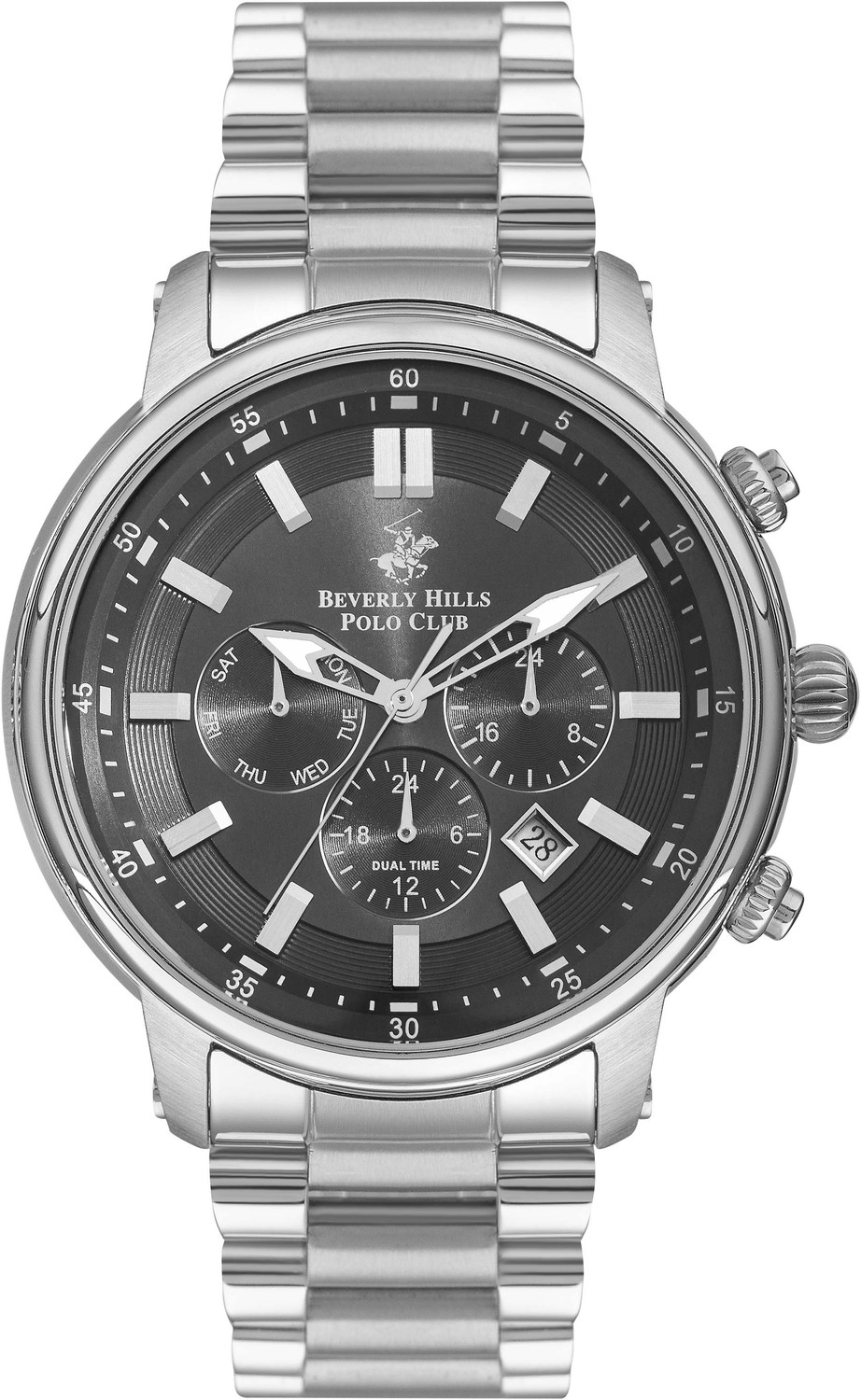 BEVERLY HILLS POLO CLUB  Мужские часы, кварцевый механизм, сталь, 47 мм