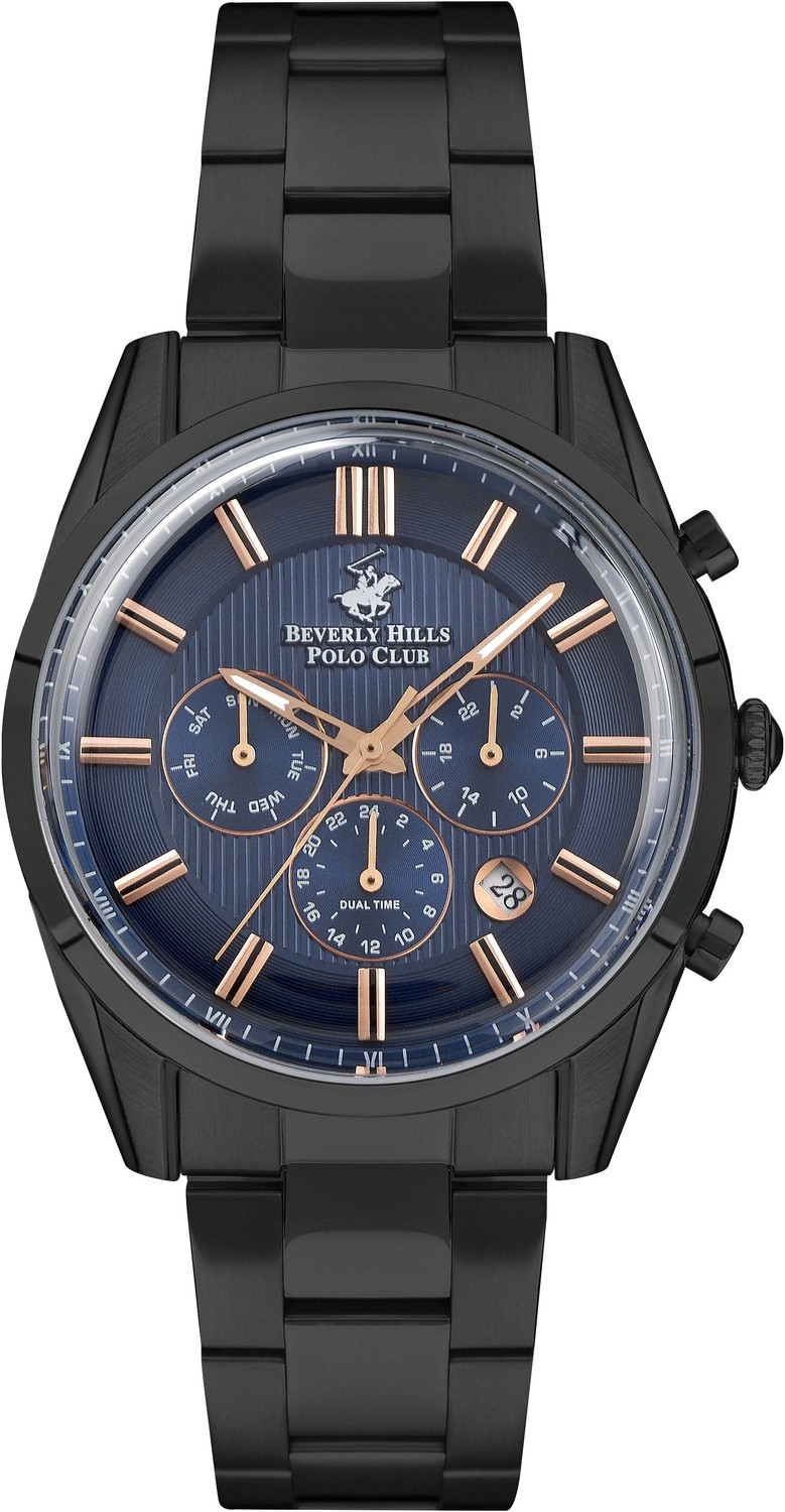 BEVERLY HILLS POLO CLUB  Мужские часы, кварцевый механизм, сталь с покрытием, 44 мм